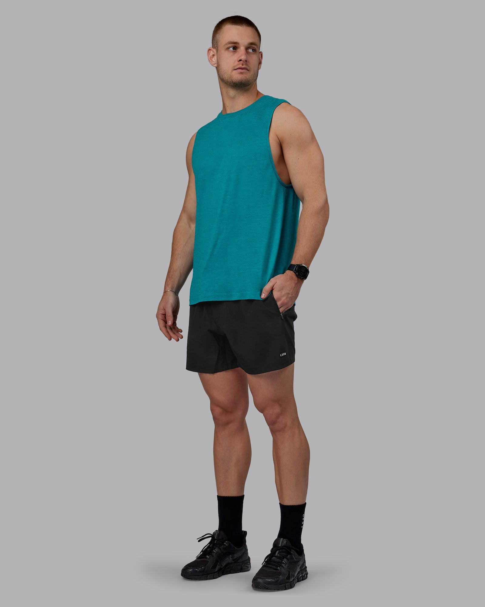 AeroFLX+ Seamless Muscle Tank for Women - Blue Bird Marl Color - Gym Workout & Yoga Activewear Top