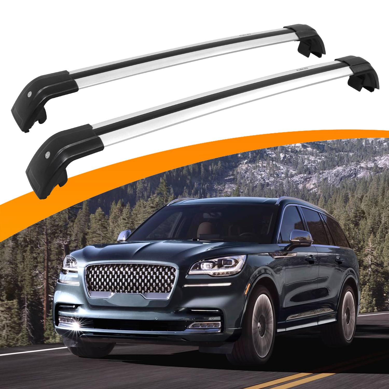 Snailfly Lockable Silver Roof Rack Cross Bars for Lincoln Aviator 2019-2025 - Durable Cargo Carrier for SUVs, Perfect for Road Trips & Outdoor Adventures