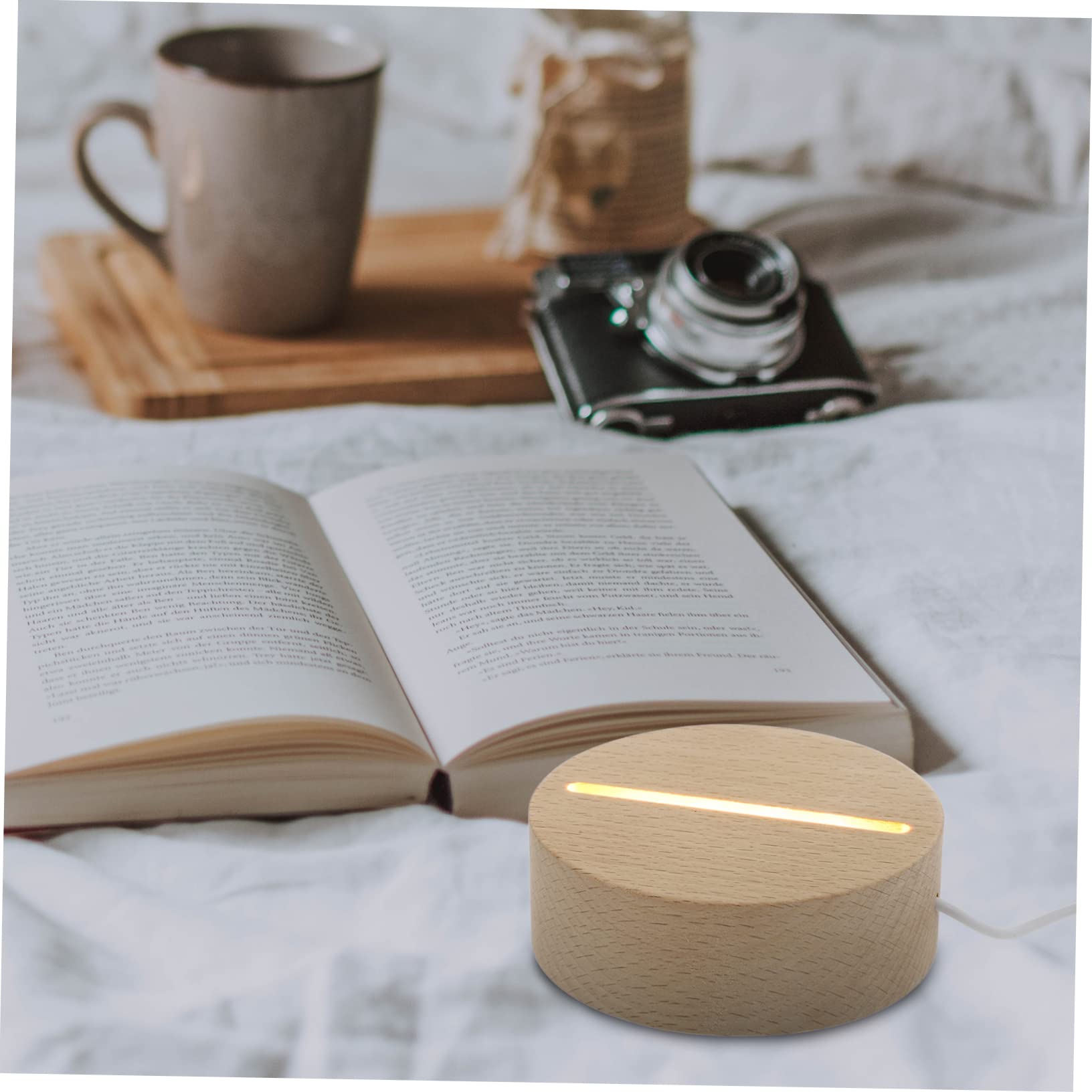 Angoily Wood Lamp Base - 1pc Wooden Night Light Holder for LED Bulbs, Small Lamp Stand for Bedroom Decor, Perfect for Night Lights, Reading Lamps & Cozy Ambiance
