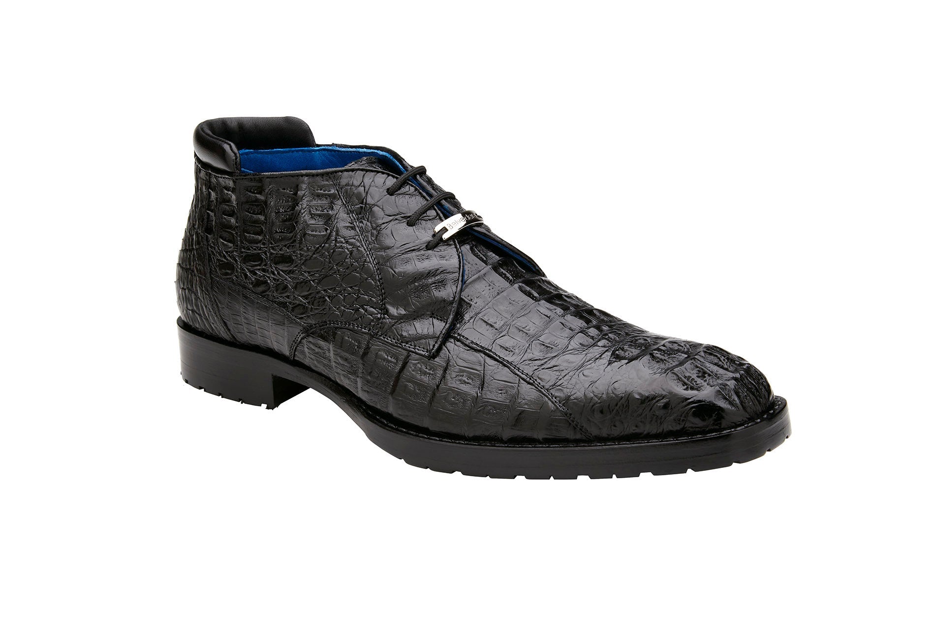 Belvedere Marcello Genuine Hornback Caiman Ankle Boots for Men - Black Leather Dress Shoes - Perfect for Business, Formal Events & Special Occasions