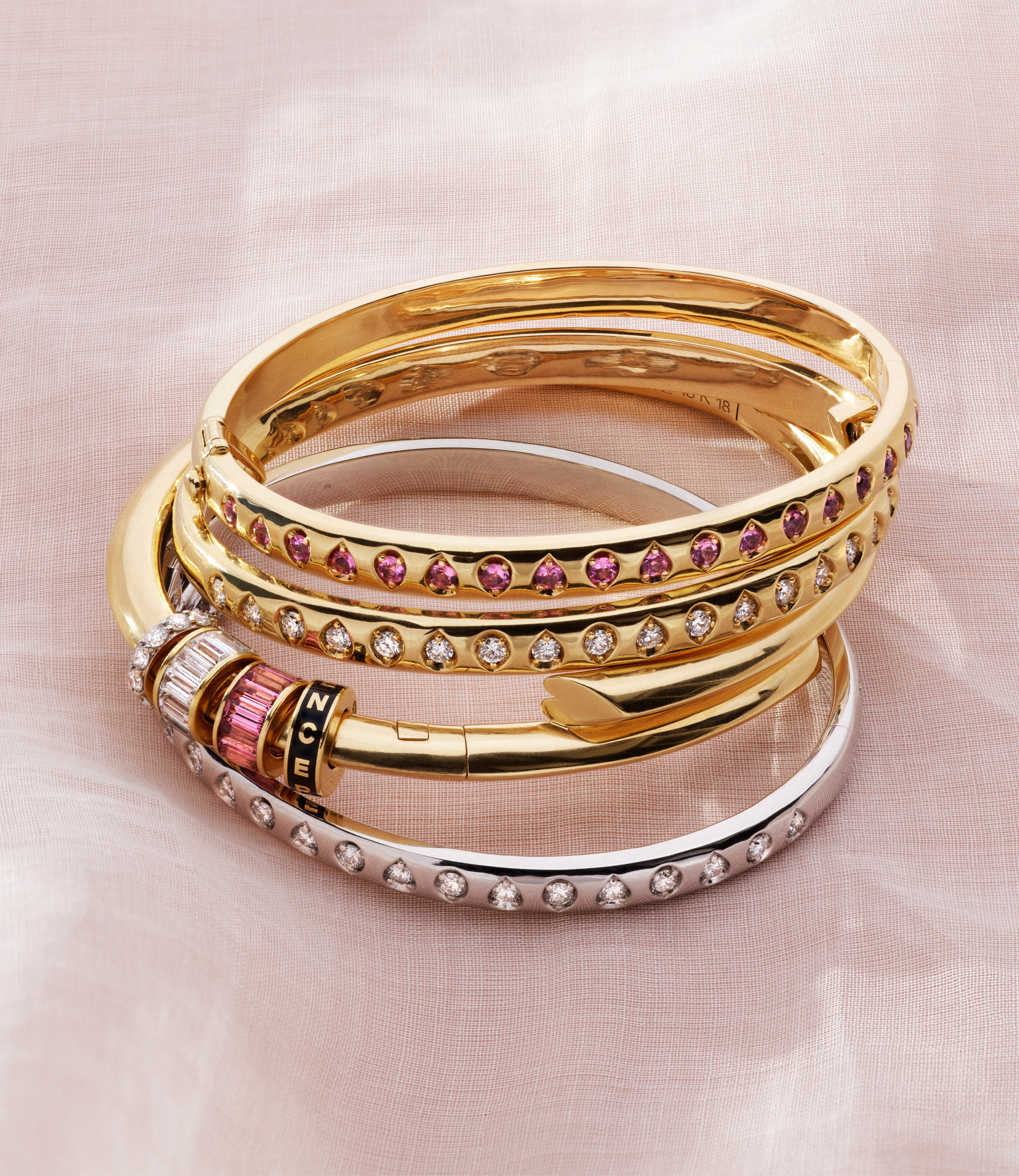 Forever & Always Pink Tourmaline Gemstone Bangle in 14K Yellow Gold - Elegant Jewelry Gift for Women, Anniversary & Special Occasions