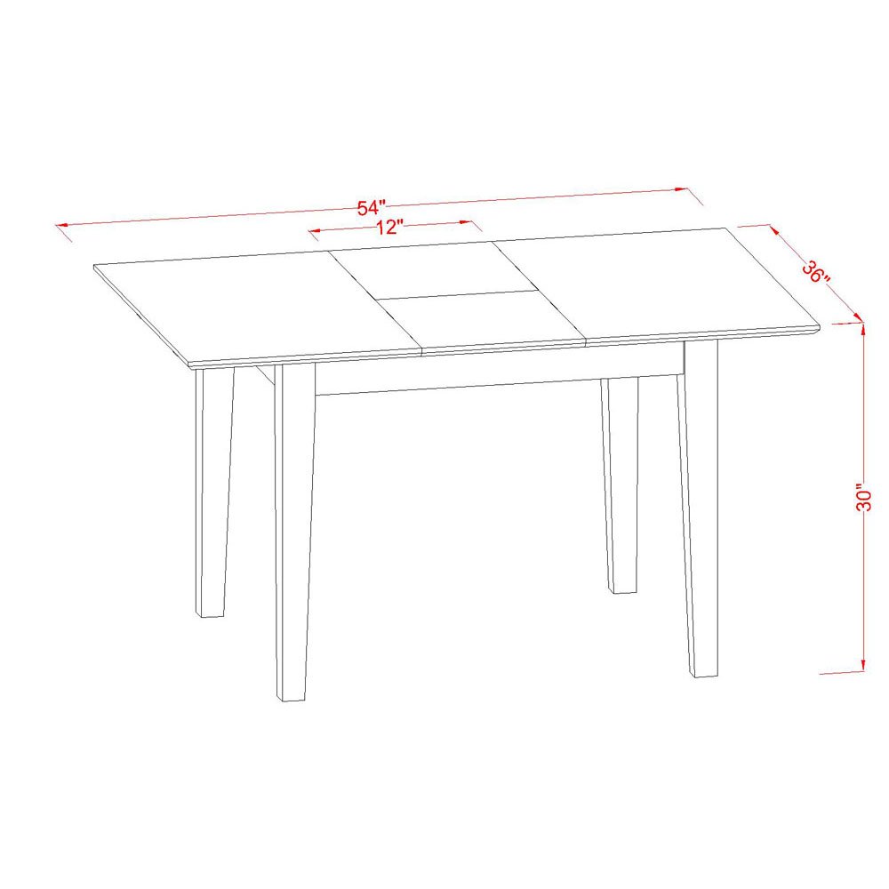 Modern 3-Piece Dining Table Set with Butterfly Leaf & 2 Chairs - 36x54 Inch Mahogany Wood Rectangle Table for Kitchen, Dining Room & Small Spaces | East West Furniture MLDO3-MAH-W