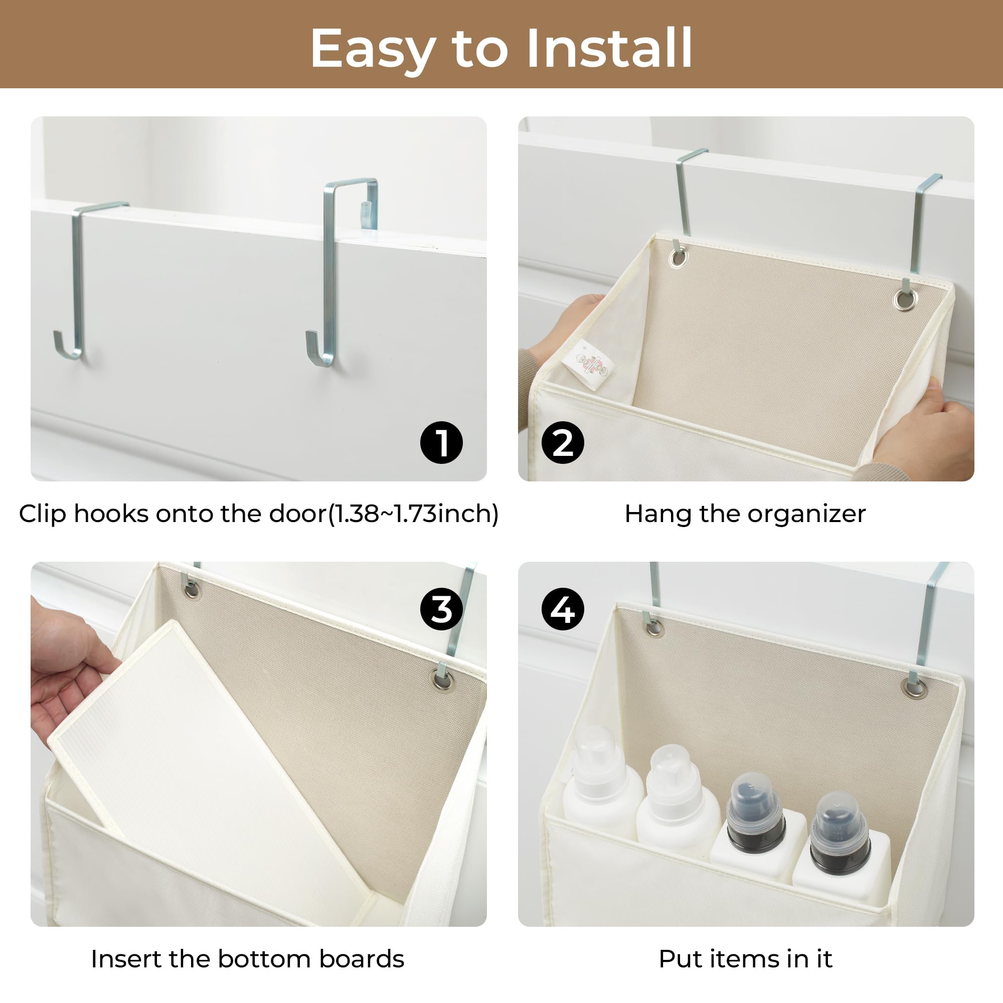 GRANNY SAYS 6-Shelf Over The Door Organizer - Space Saving Hanging Storage for Closet, Bedroom & Bathroom | Beige Fabric Door Hanger for Shoes, Toys, Towels & Accessories | Perfect for Small Space Organization
