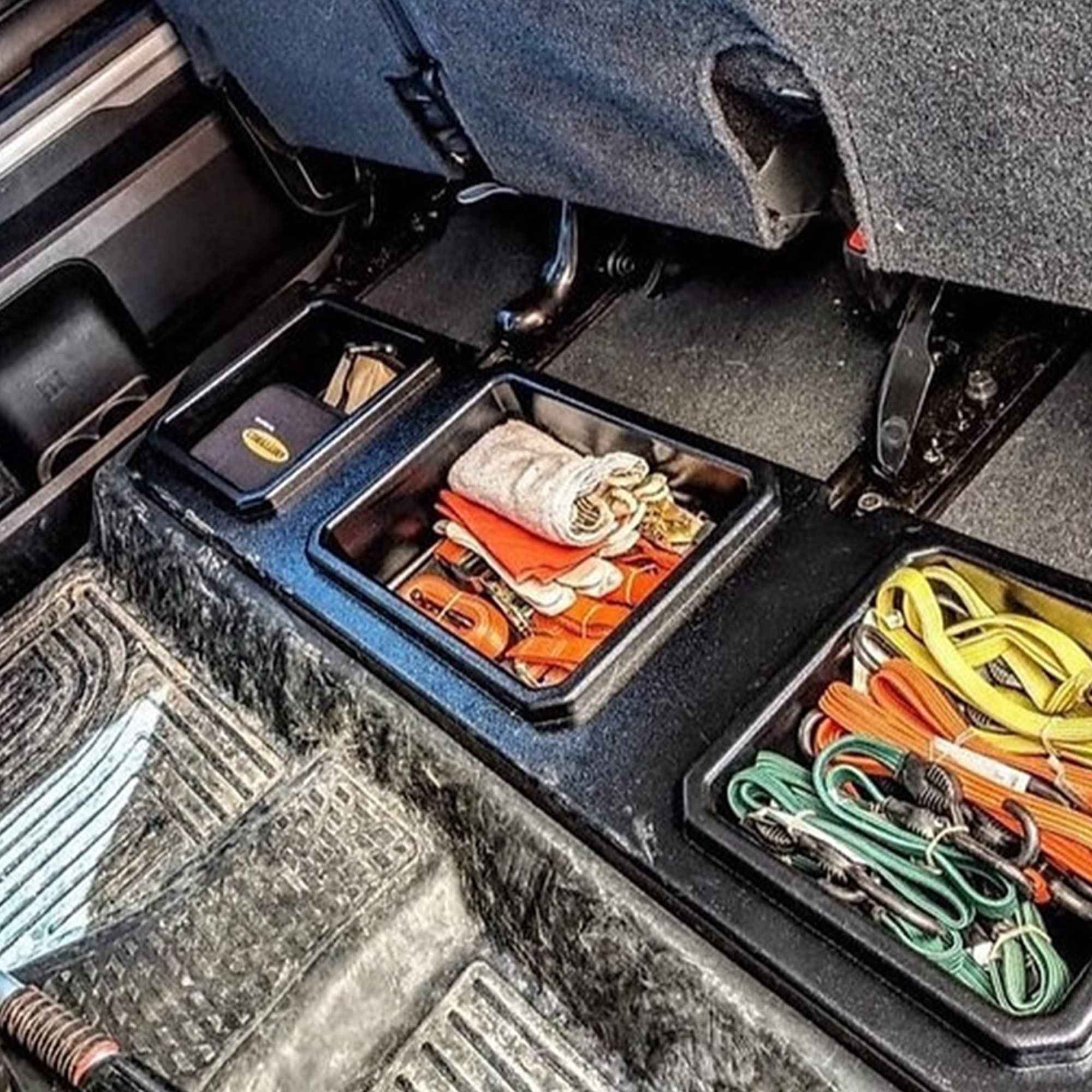 2014-2019 Toyota Tundra CrewMax Under Seat Storage Organizer - Durable Plastic Truck Storage Box for Tools, Documents & Accessories - Perfect for Road Trips, Camping & Work Essentials