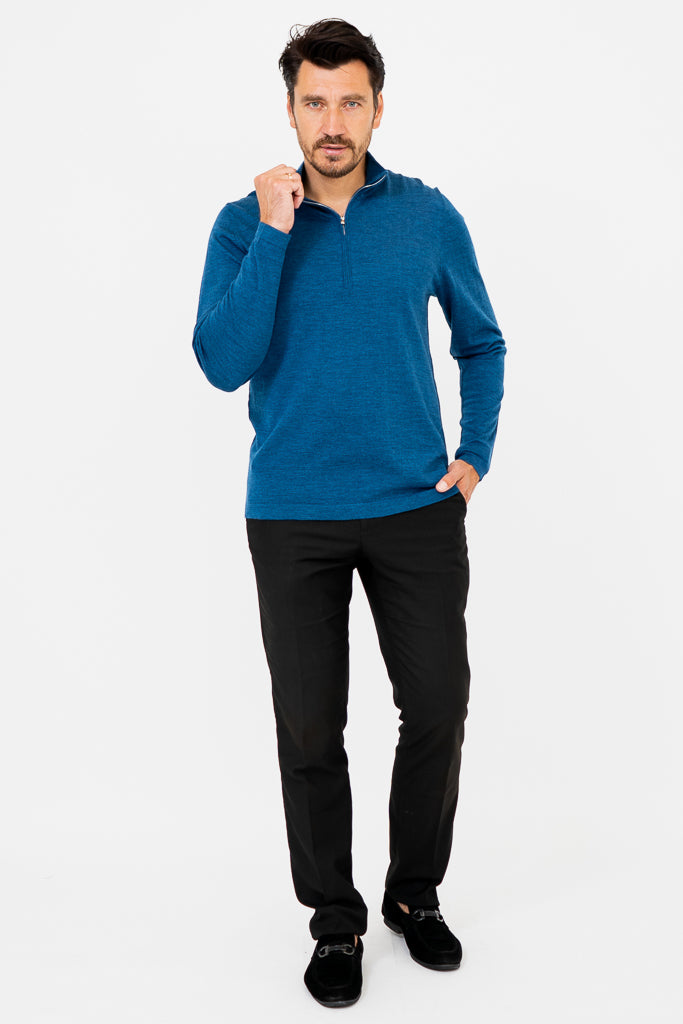 Andrew Men's Merino Wool Sweater - Blue Peri - Soft & Warm Winter Pullover for Casual & Outdoor Activities