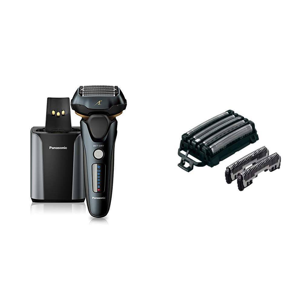 Panasonic Arc5 Wet/Dry Electric Shaver & Trimmer for Men - 16D Flexible Pivoting Head, Auto Cleaning System with WES9032P Replacement Blades | Premium Men's Grooming Kit for Travel, Home & Office Use