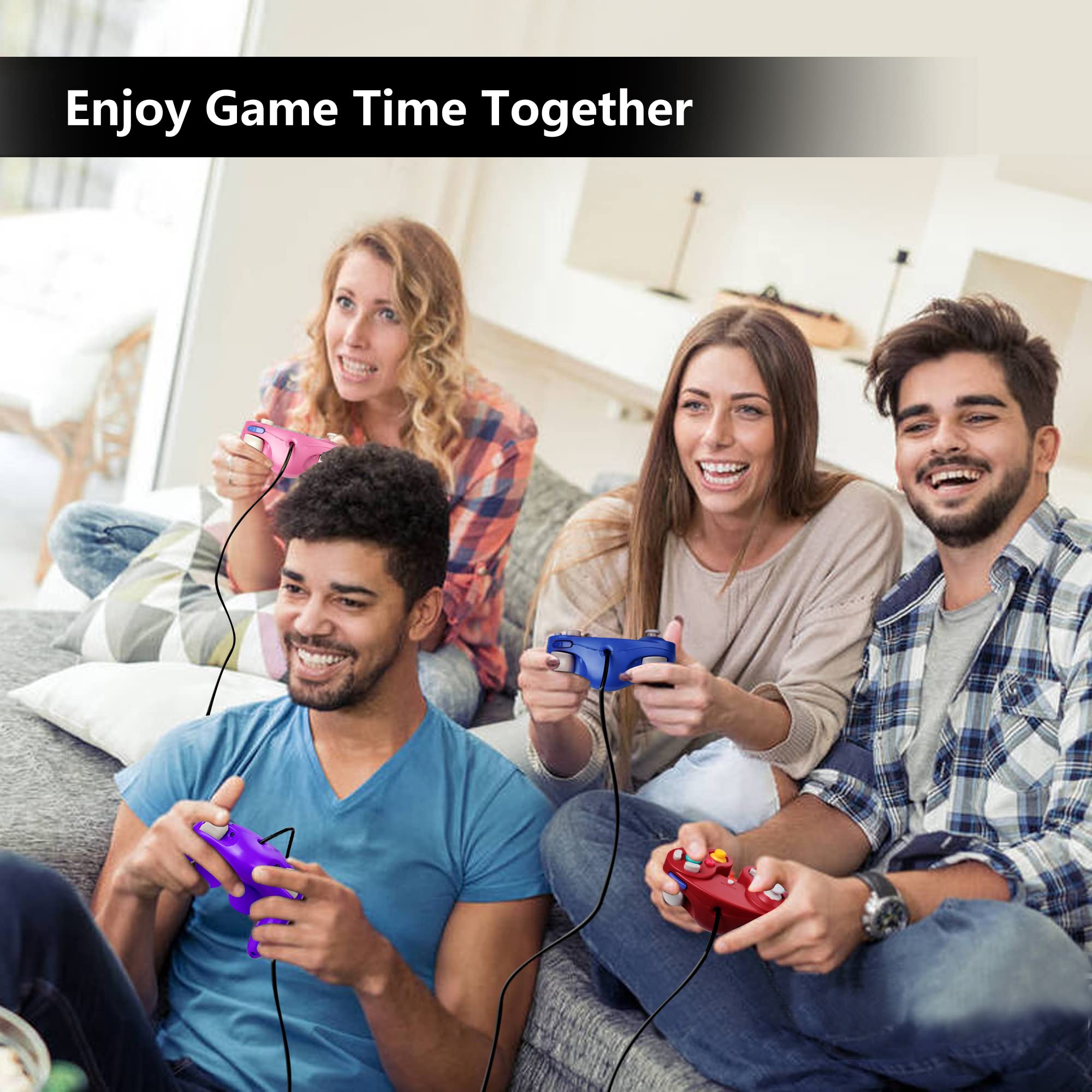FIOTOK Classic Wired Gamecube Controller for Nintendo Wii & Gamecube - Pink | Perfect for Super Smash Bros, Mario Kart & Retro Gaming Sessions