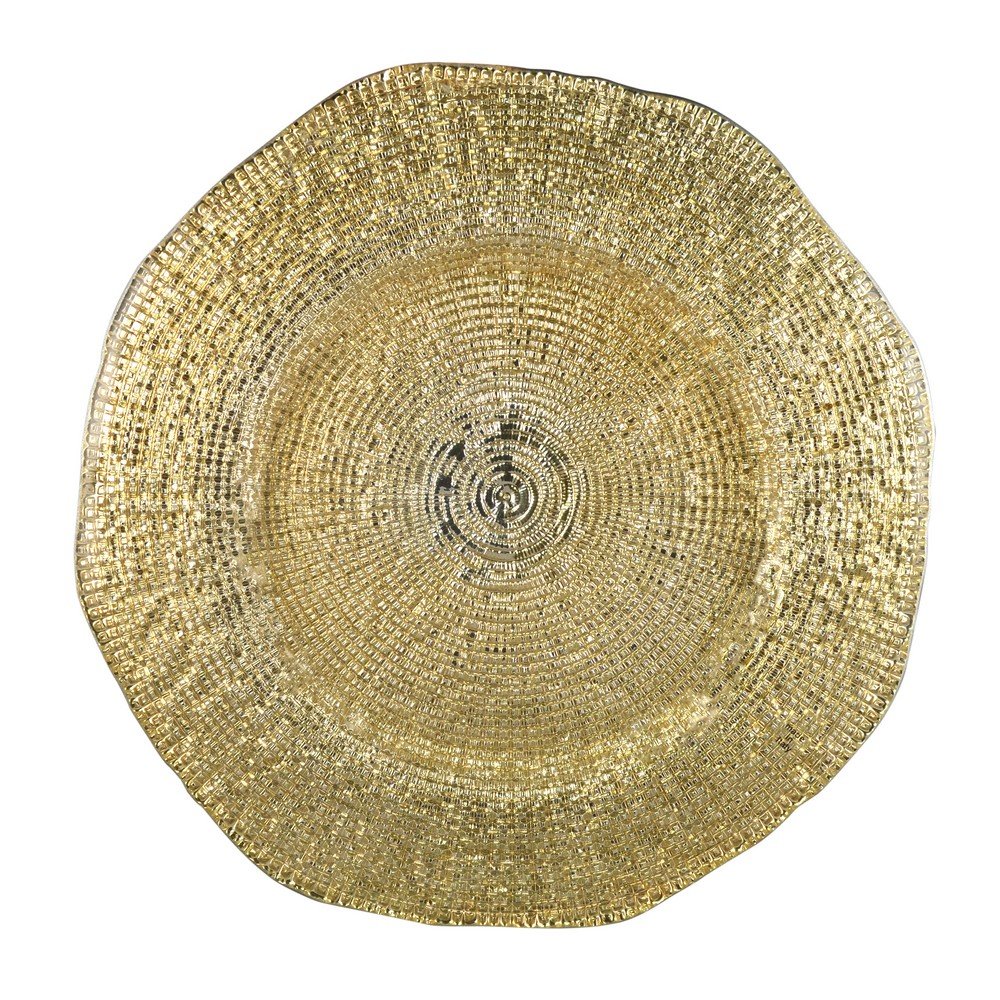 10-Piece Strawberry Street Diamante Italian Glass Charger Plates Set - Ombre Platinum for Elegant Dining & Wedding Decor