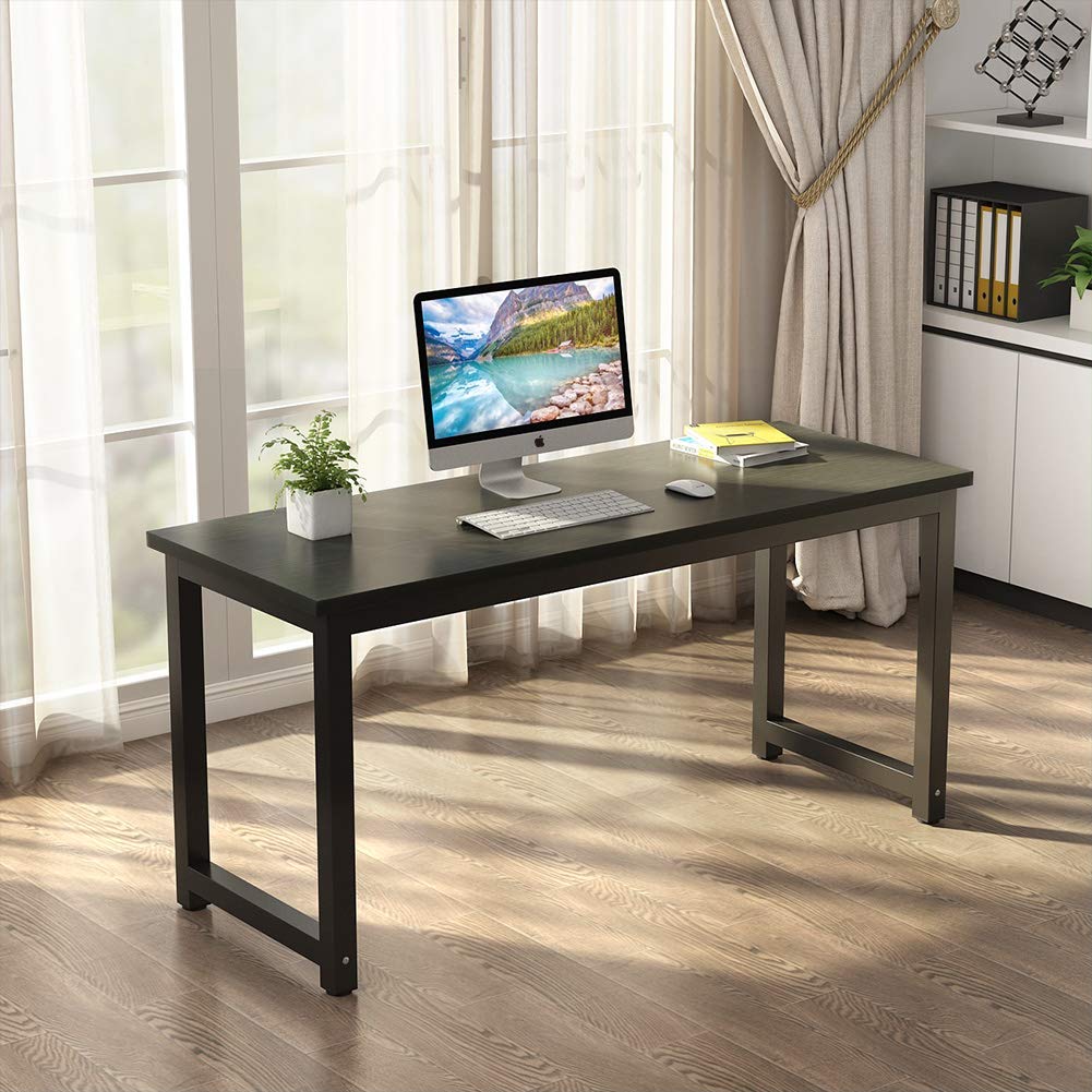 Tribesigns 63 Inch Modern Computer Desk - Large Office Desk with Black Metal Frame, Sturdy Writing Table for Home Office, Study & Workstation | Perfect for Small Spaces, Gaming & Remote Work