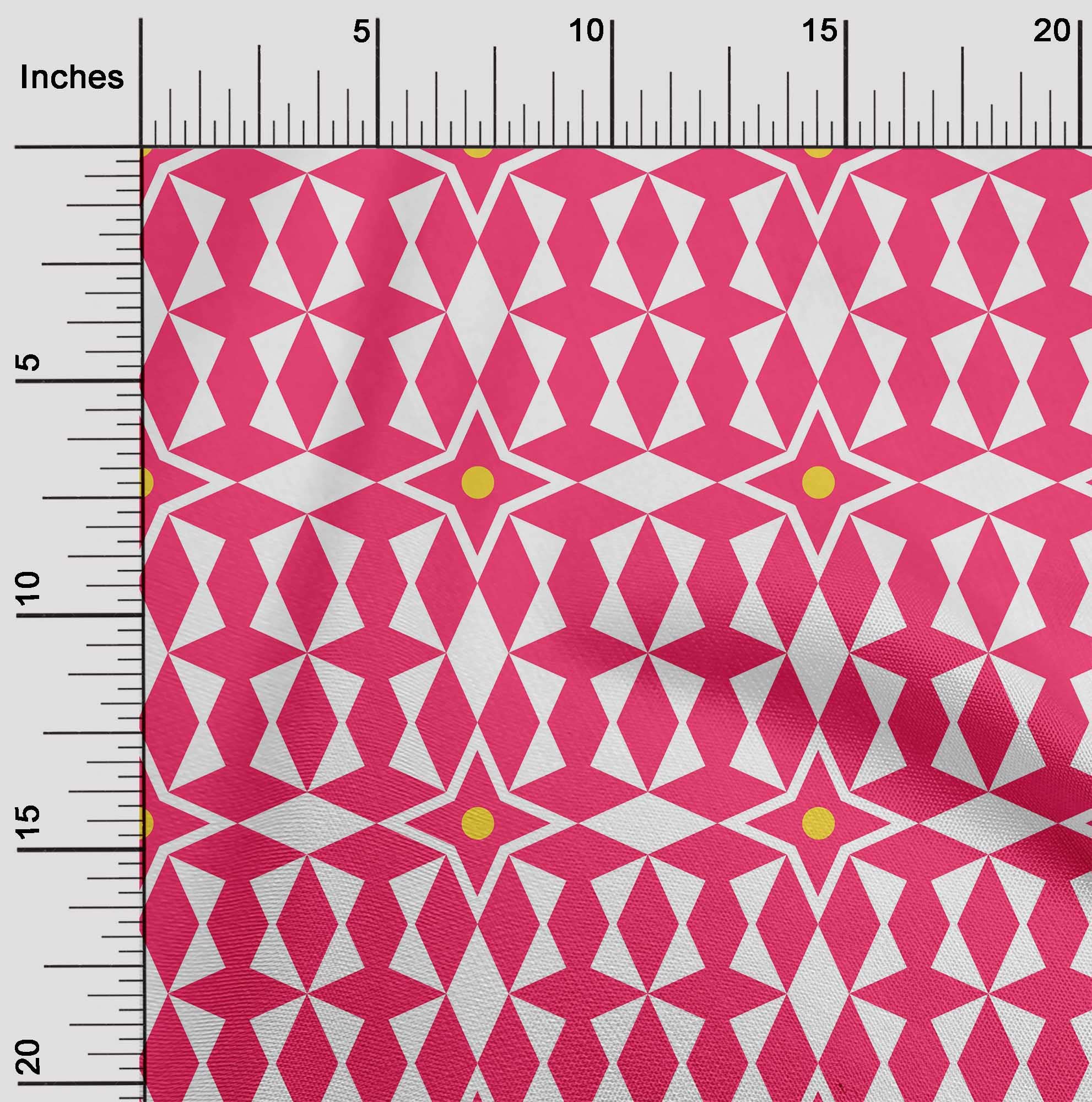 oneOone Cotton Cambric Fuschia Pink Geometric Print Fabric by The Yard - 56 Inch Wide Dress Material for DIY Clothing, Quilting & Home Decor Projects