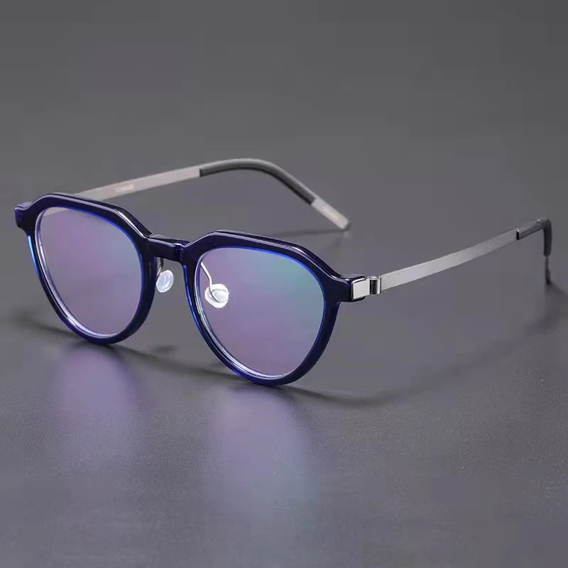 Aimee Women's Full Rim Flat Top Oval Acetate Titanium Eyeglasses Frame 81046 | Lightweight & Durable | Perfect for Work, Reading & Everyday Fashion