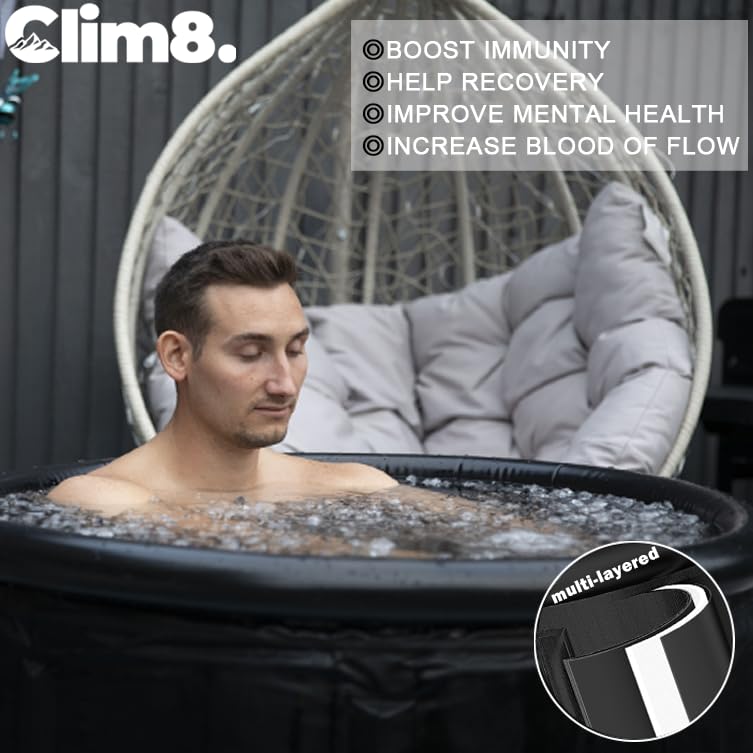 XL Large Cold Plunge Tub for Ice Bath Therapy at Home - Insulated Ice Bath Tub with Cover for Indoor & Outdoor Use - Perfect for Post-Workout Recovery, Athletic Training & Hydrotherapy