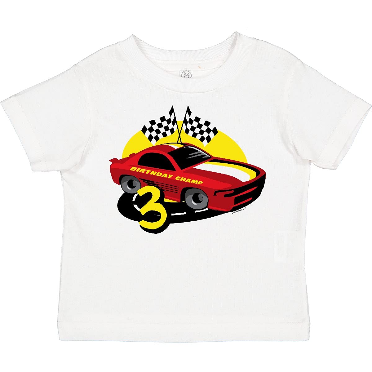 Inktastic Race Car 3rd Birthday Toddler T-Shirt - Cute Toddler Boy Outfit for Birthday Party & Car Themed Events