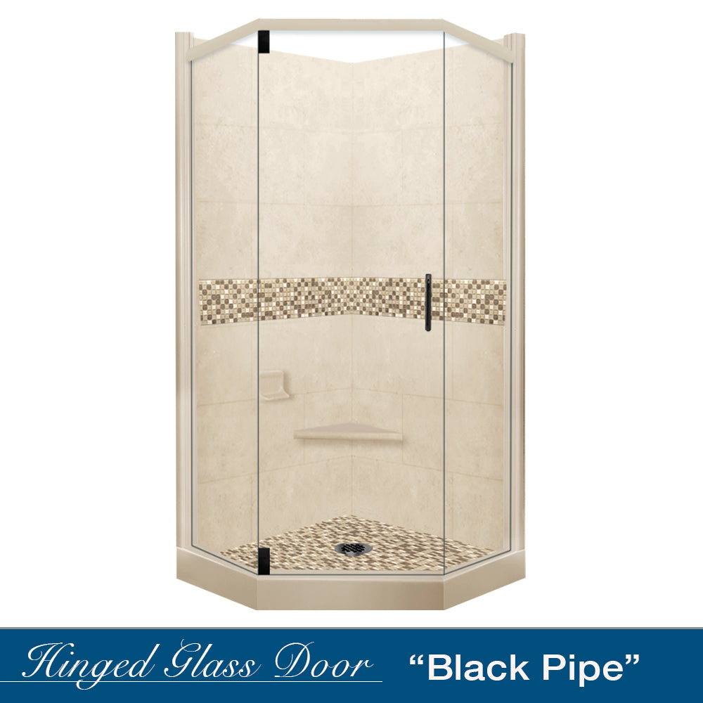 Neo Angle Desert Sand Sistine Stone & Roma Mosaic DIY Shower Remodel Kit - Perfect for Bathroom Renovation and Modern Shower Tile Installation