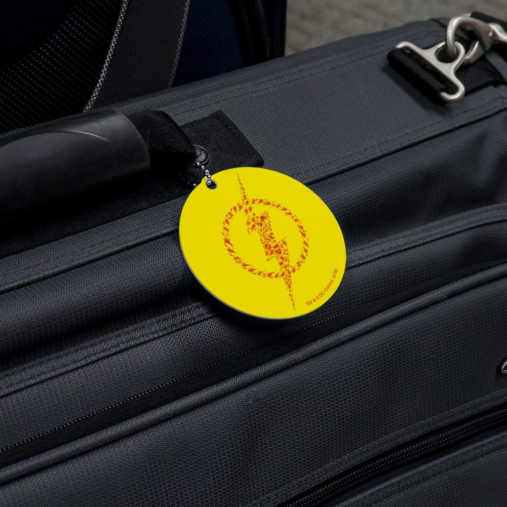 The Flash Superhero Logo Round Luggage ID Tag - Durable Suitcase & Carry-On Baggage Identifier for Travel, Cosplay & Comic Conventions