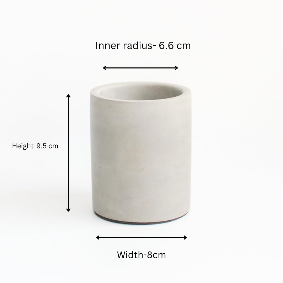 Dwell Dapper Ceramic Concrete Toothbrush Holder - Handcrafted Multi-Purpose Organizer for Bathroom & Office - Pen Holder, Remote Control Stand - Modern Grey Home Decor for Countertop & Desk Organization