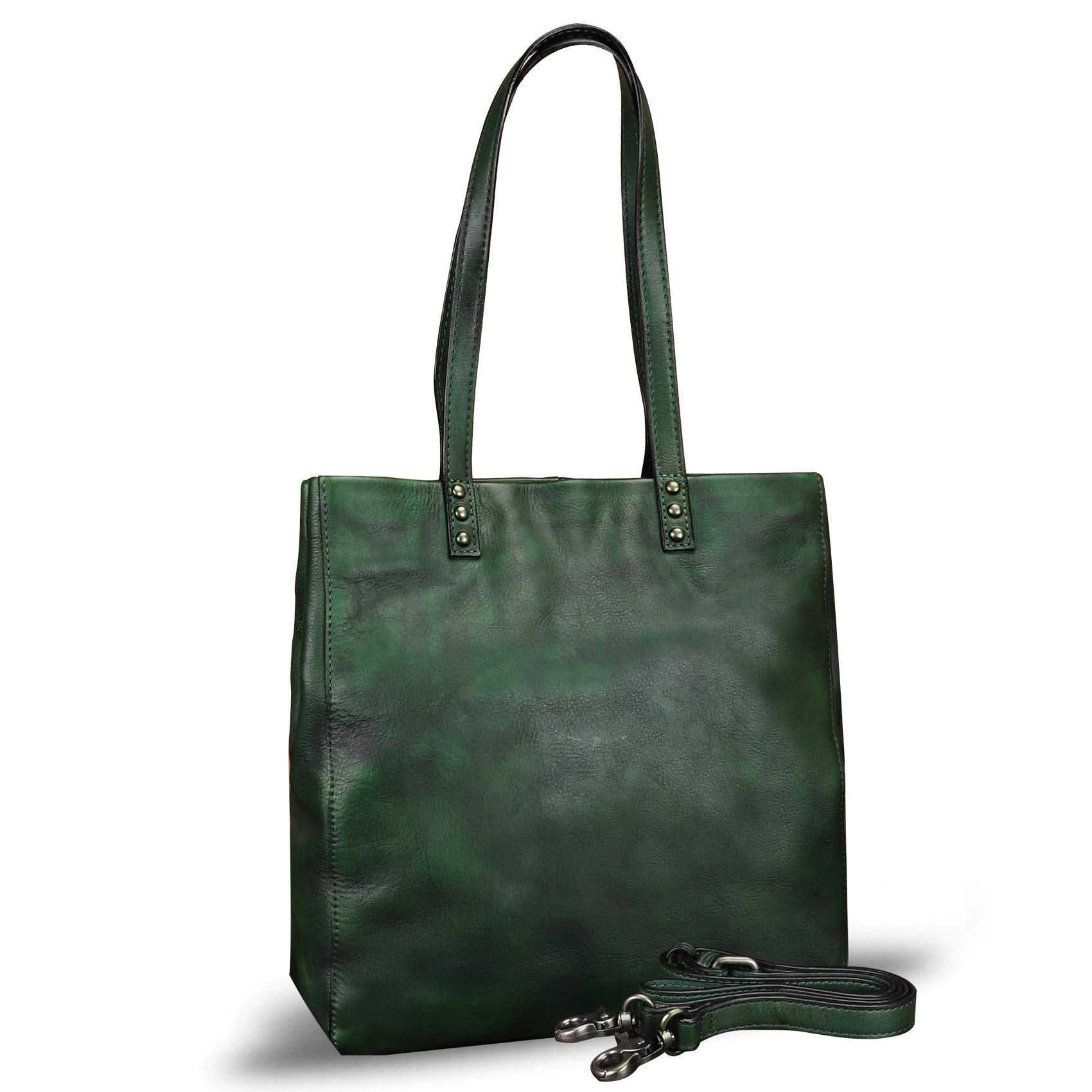 Genuine Leather Tote Bag for Women - Handmade Satchel Purse with Top Handle & Shoulder Strap - Vintage Style Work Bag, Travel & Everyday Use