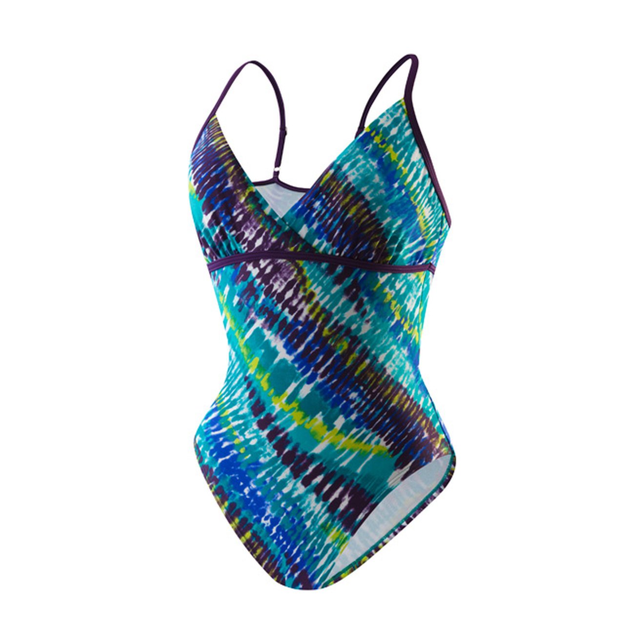 Speedo Women's Active Print Wrap Front One Piece Swimsuit - Comfortable Athletic Swimwear for Lap Swimming, Water Aerobics & Beach Vacations