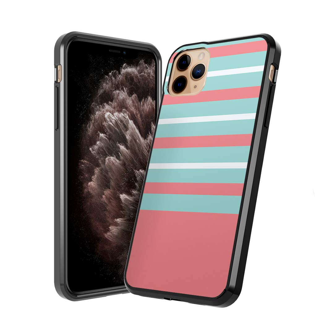 Moriko Cute Fusion Gel iPhone 11 Pro Case - Anti-Scratch Slim Soft Grip Protective Cover for 5.8 Inch Display (Orange Mint Stripe) | Perfect for Everyday Use, Work & Travel Protection