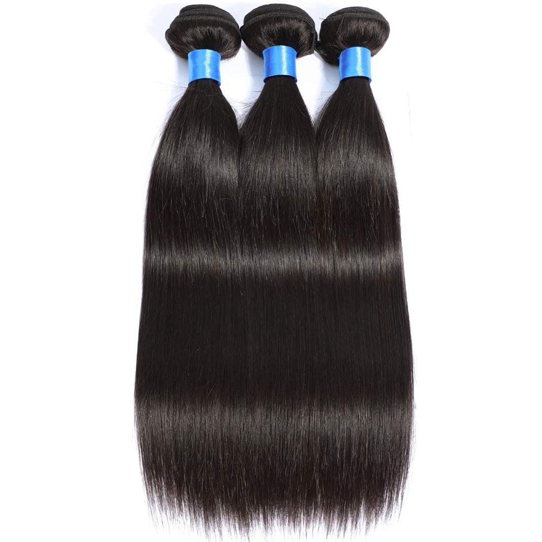 Virgin Brazilian Straight Hair Extensions 3 Bundles - Unprocessed 100% Human Hair Natural Black (14 16 18 Inch) for Smooth Blending & Everyday Styling | Perfect for Weaves, Ponytails & Volume Boosting