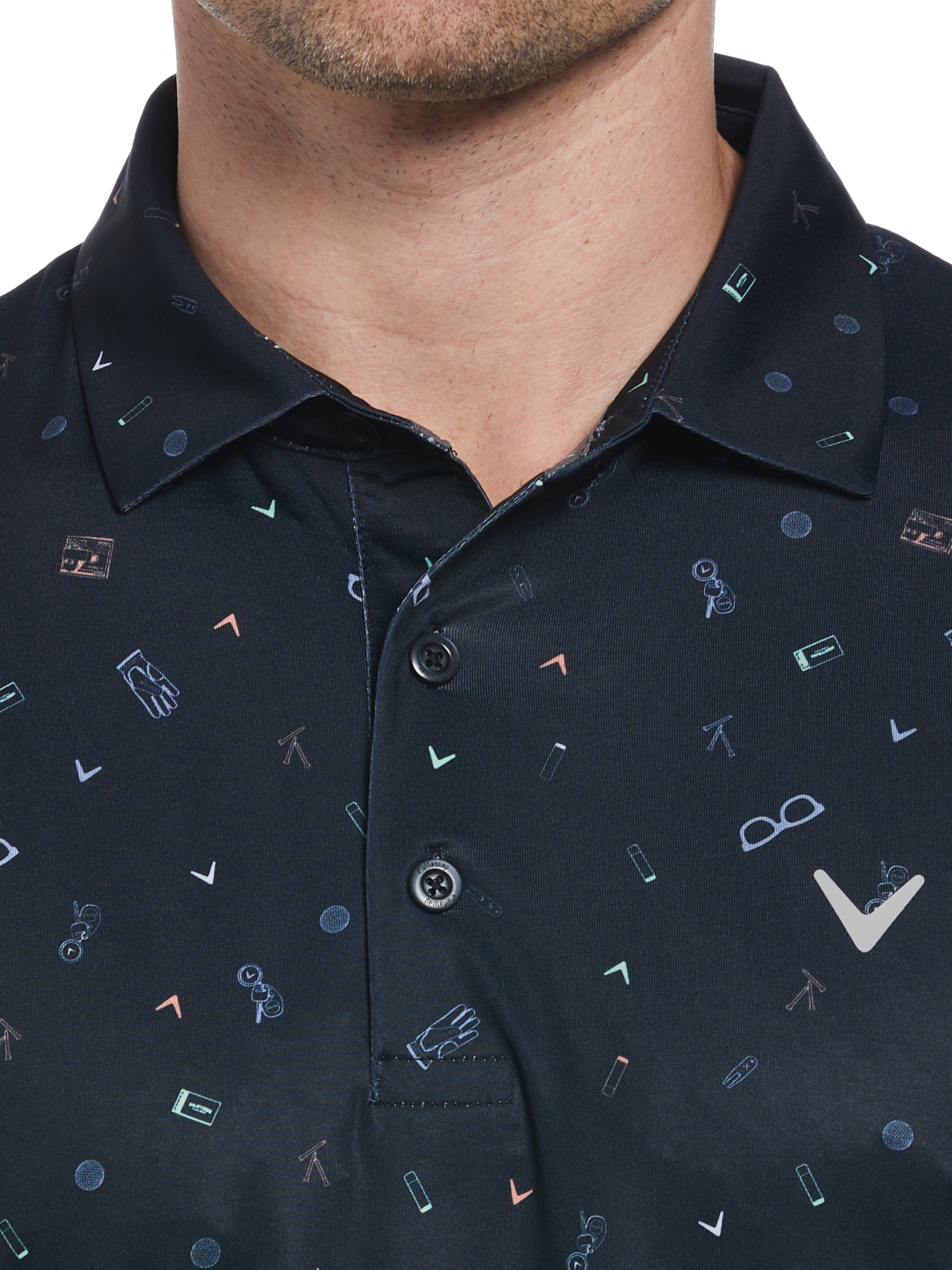 Men's Golf Polo Shirt with Essentials Print - Breathable & Stylish for Golfing, Casual Wear & Outdoor Activities