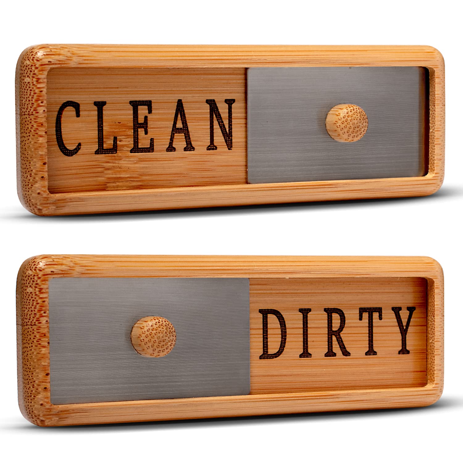 TEYGA Dishly - Unbreakable Bamboo Dishwasher Magnet for Clean/Dirty Status - Eco-Friendly Kitchen Gadget for Dishwasher Organization | Perfect for Home, Office & RV Use