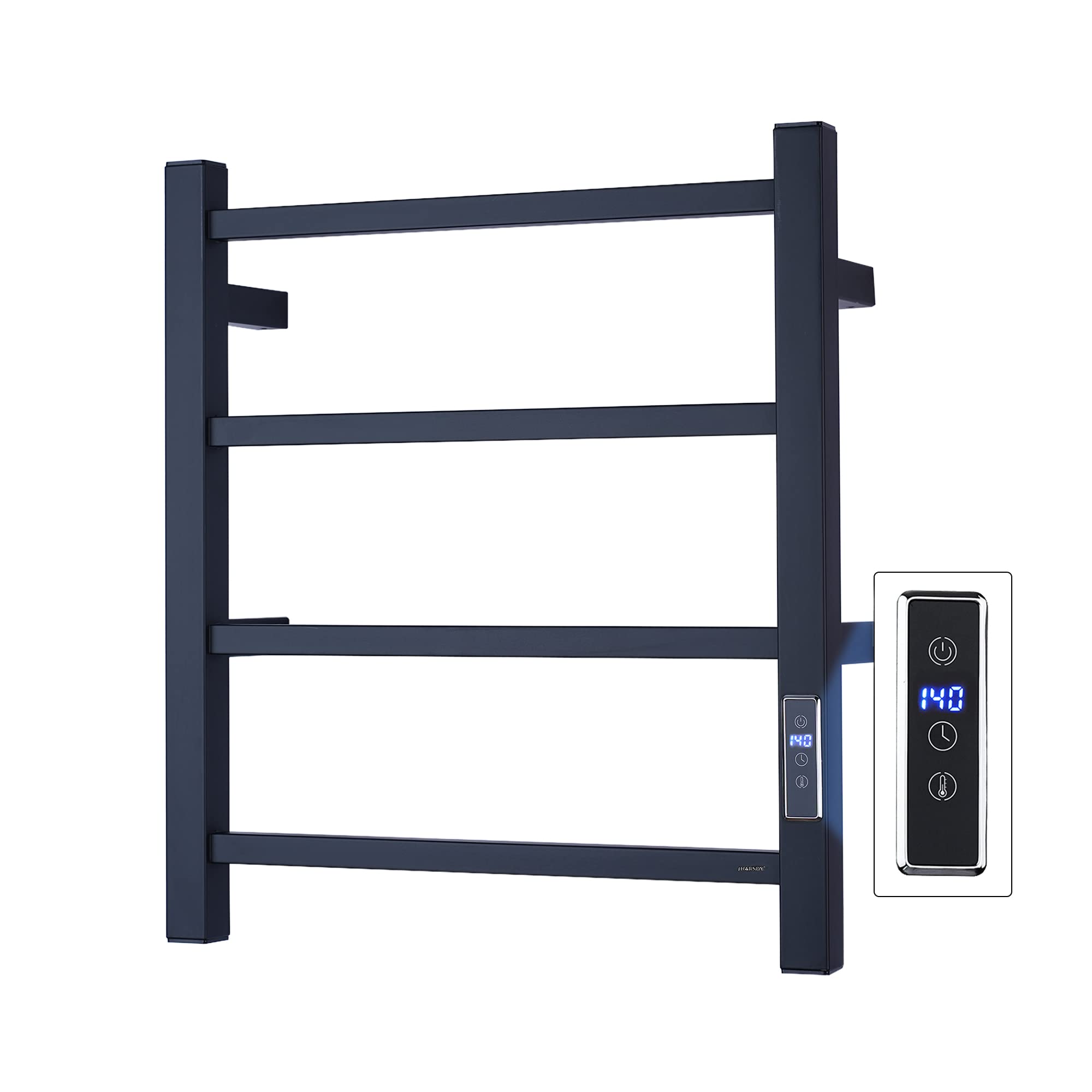 Electric Towel Warmer with Built-in Timer - Wall Mounted Bathroom Heated Towel Rack (Black) | Fast Heating, Energy Efficient | Perfect for Spa, Luxury Bathrooms & Cold Weather Comfort