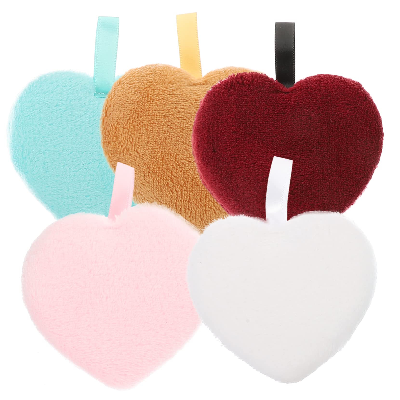 Beaupretty 5-Pack Heart Shaped Reusable Makeup Sponges - Soft Facial Cleansing Pads, Makeup Remover Puffs & Powder Applicators for Gentle Skin Care (Great for Daily Makeup Removal & Beauty Routine)