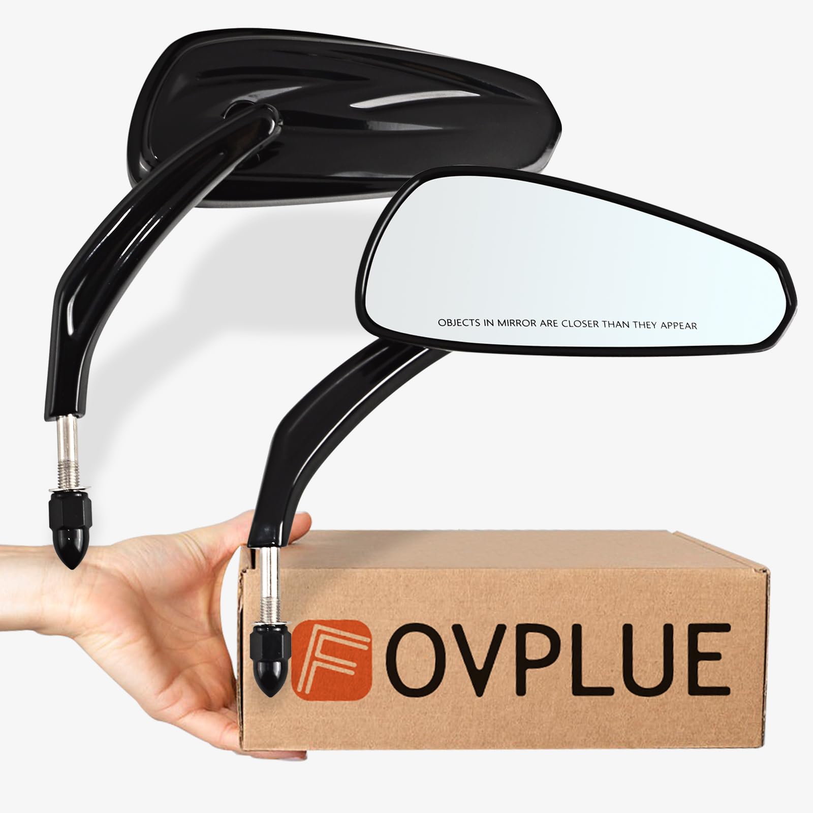 FOVPLUE Motorcycle Handlebar Mount Mirrors for Harley Davidson 1982-2024 Models - Compatible with CVO, Dyna, Touring, Electra Glide, Road Glide, Road King, Softail, Street Glide & Sportster 1200/883 - Gloss Black Rearview Mirrors for Enhanced Safety & Visibility - Perfect for Highway Cruising, City Commuting & Long-Distance Rides
