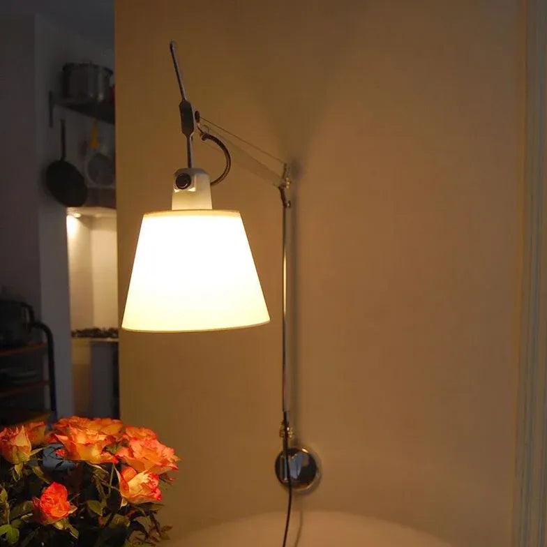 Silver Swing Arm Plug-in Wall Sconce Lights - Adjustable Reading Lamp for Bedroom, Living Room & Office - Modern Plug-in Wall Light Fixture with Flexible Arm