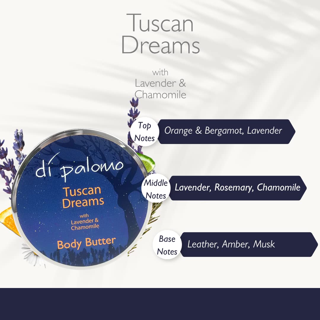 Di Palomo Tuscan Dreams Shea Butter Body Cream - 200ml Ultra Moisturizing Body Lotion for Dry Skin, Nourishing Body Moisturizer with Natural Ingredients for Women - Perfect for Daily Hydration & Spa Night Self-Care Routine