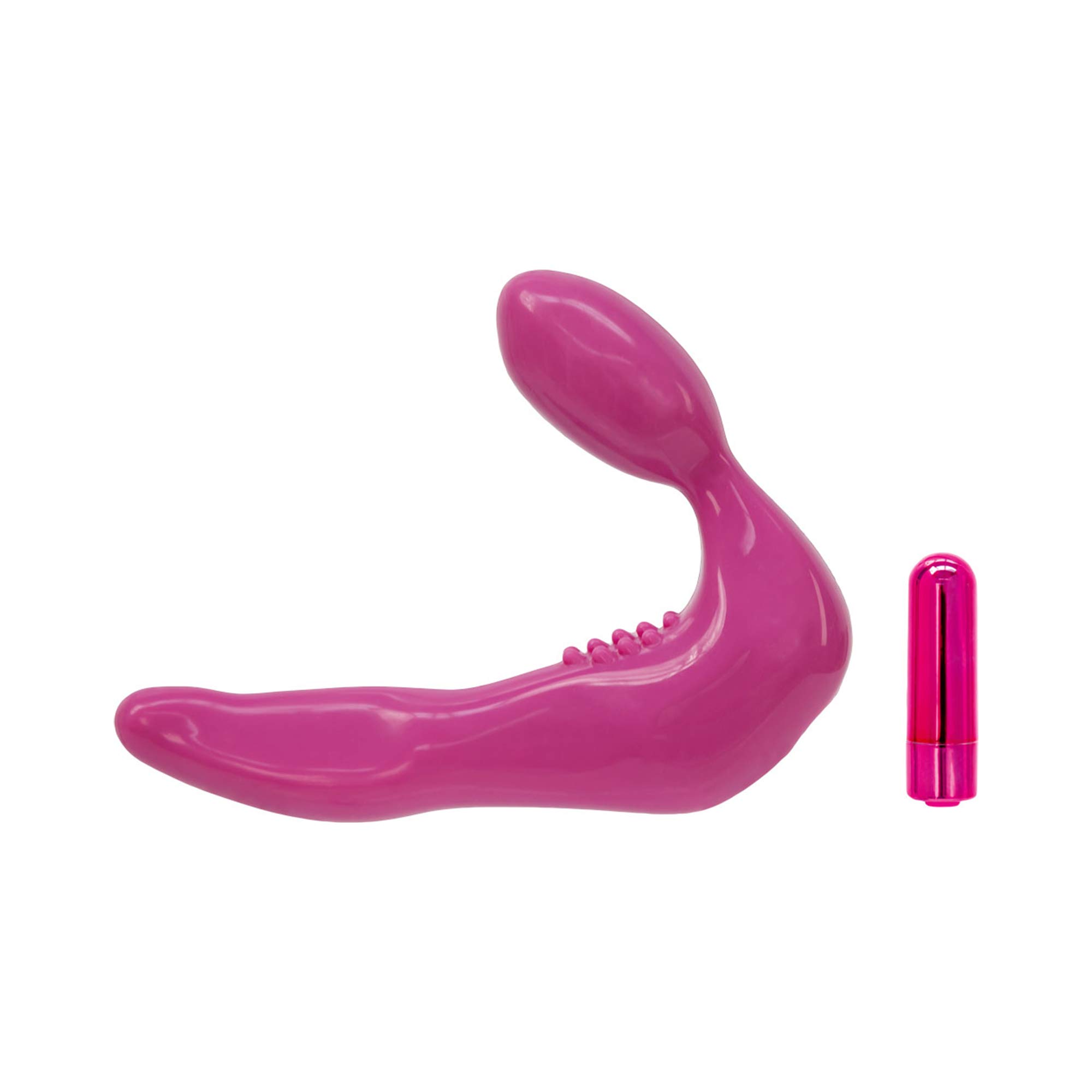 Premium Pink Strapless Strap-On Silicone Dildo with Vibration - Couples Toy for Lesbian, Straight & LGBTQ+ Intimacy | Hands-Free Pleasure for Bedroom & Role Play