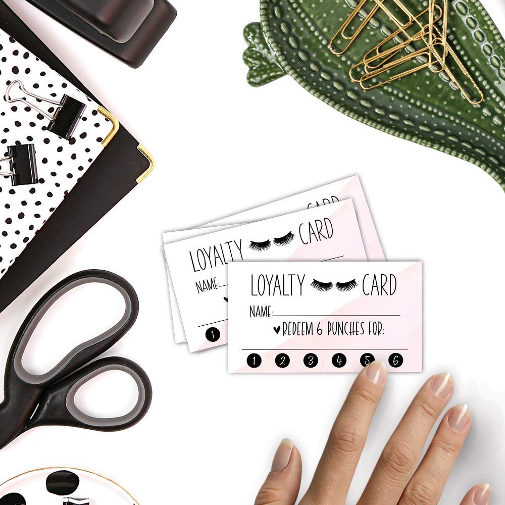 100-Pack Customizable Loyalty Punch Cards for Eyelash Extensions & Lash Business - Reward Program Incentive Cards for Salon Clients & Beauty Professionals - Perfect for Lash Artists, Stylists & Small Businesses