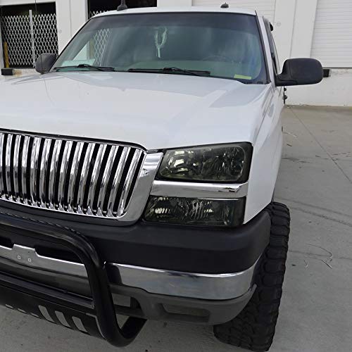 AUTOZENSATION Smoke Headlight & Bumper Light Kit for 2003-2007 Chevy Silverado & 2003-2006 Avalanche - Clear Reflector Pair (Left & Right) - Upgrade Your Truck's Style for Night Driving & Off-Road Adventures