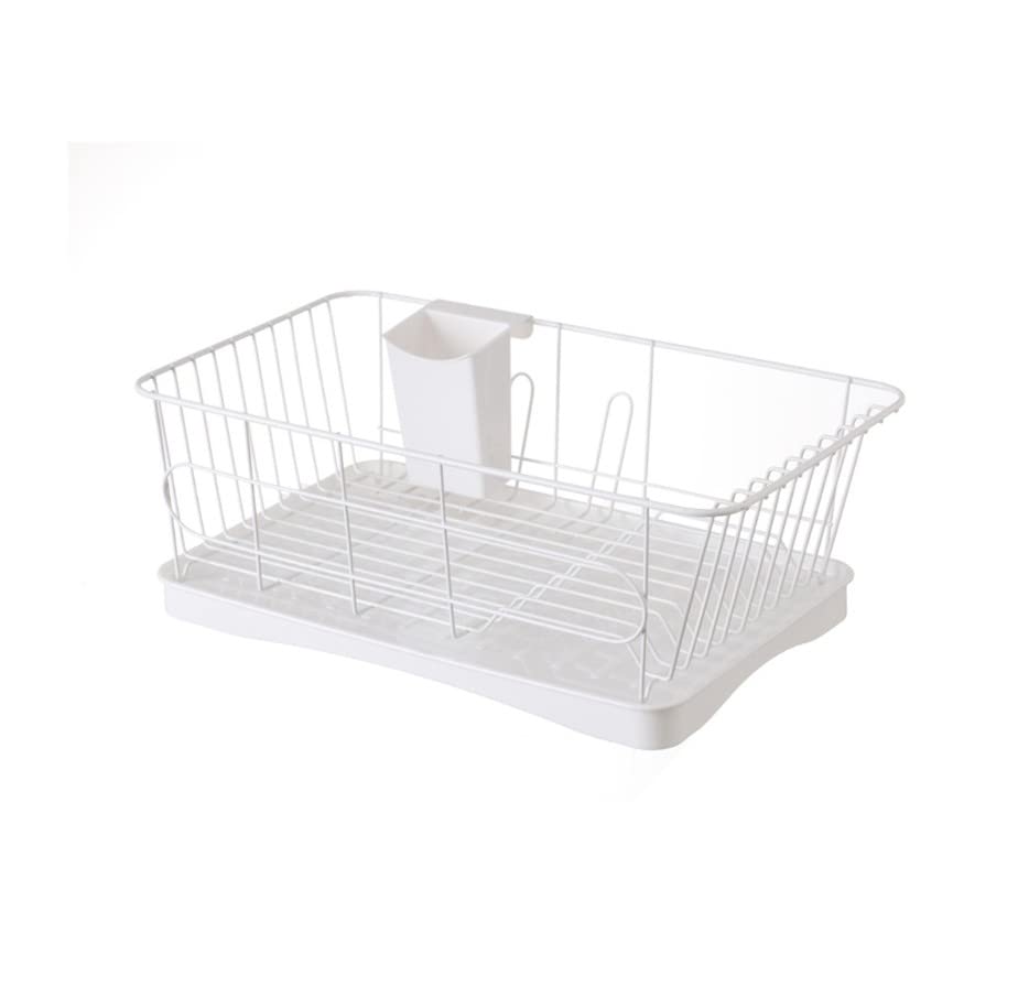 Stainless Steel Dish Drying Rack with Utensil Holder - Space Saving Kitchen Countertop Organizer for Dishes, Cups & Cutlery - Perfect for Small Apartments & RVs (Color: Silver)