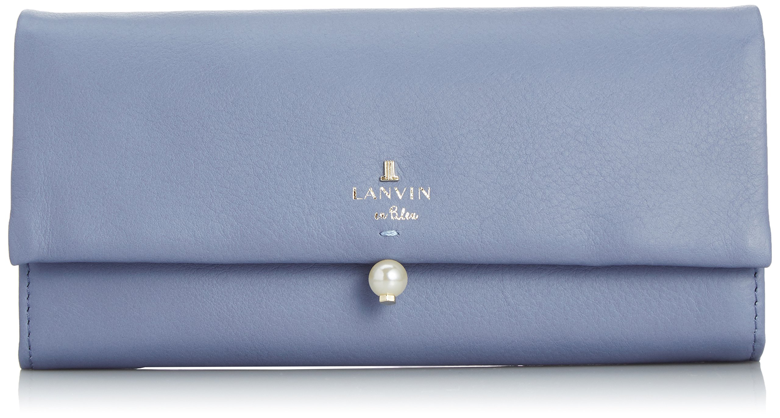 LANVIN en Bleu Women's Long Flap Wallet - Elegant Designer Leather Wallet for Women, Perfect for Everyday Use, Travel & Special Occasions