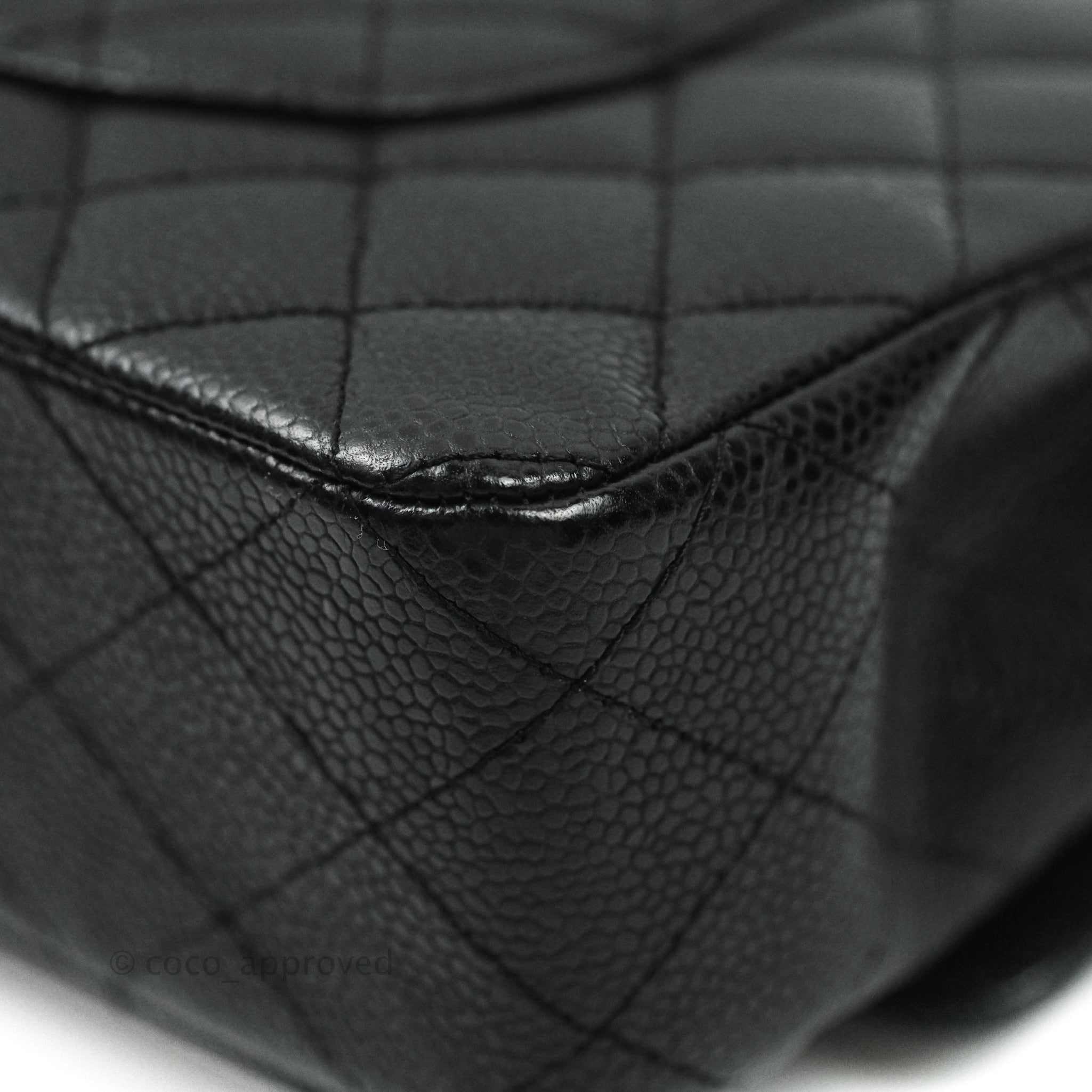 Chanel Classic Medium Double Flap Bag Black Caviar Leather with Silver Hardware - Luxury Designer Handbag for Women, Perfect for Work, Evening & Special Occasions