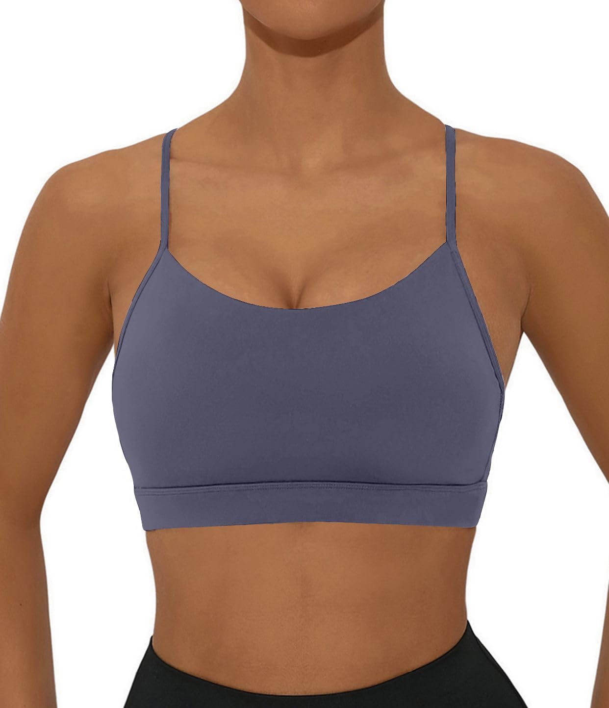 Comper Y Back Sports Bra for Women - Low Impact Racerback Workout Bra with Removable Pads - Yoga, Pilates & Lounge Wear - Comfortable Thin Straps for Active Lifestyle