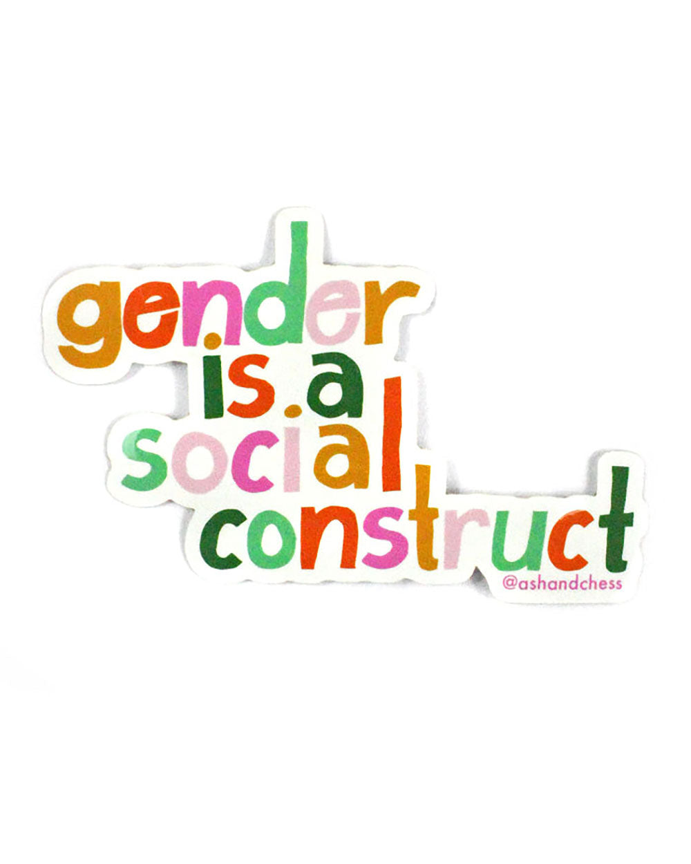 Gender Is A Social Construct Sticker - Waterproof Vinyl Decal for Laptops, Cars & DIY Projects - LGBTQ+ Pride, Feminist & Social Justice Decor