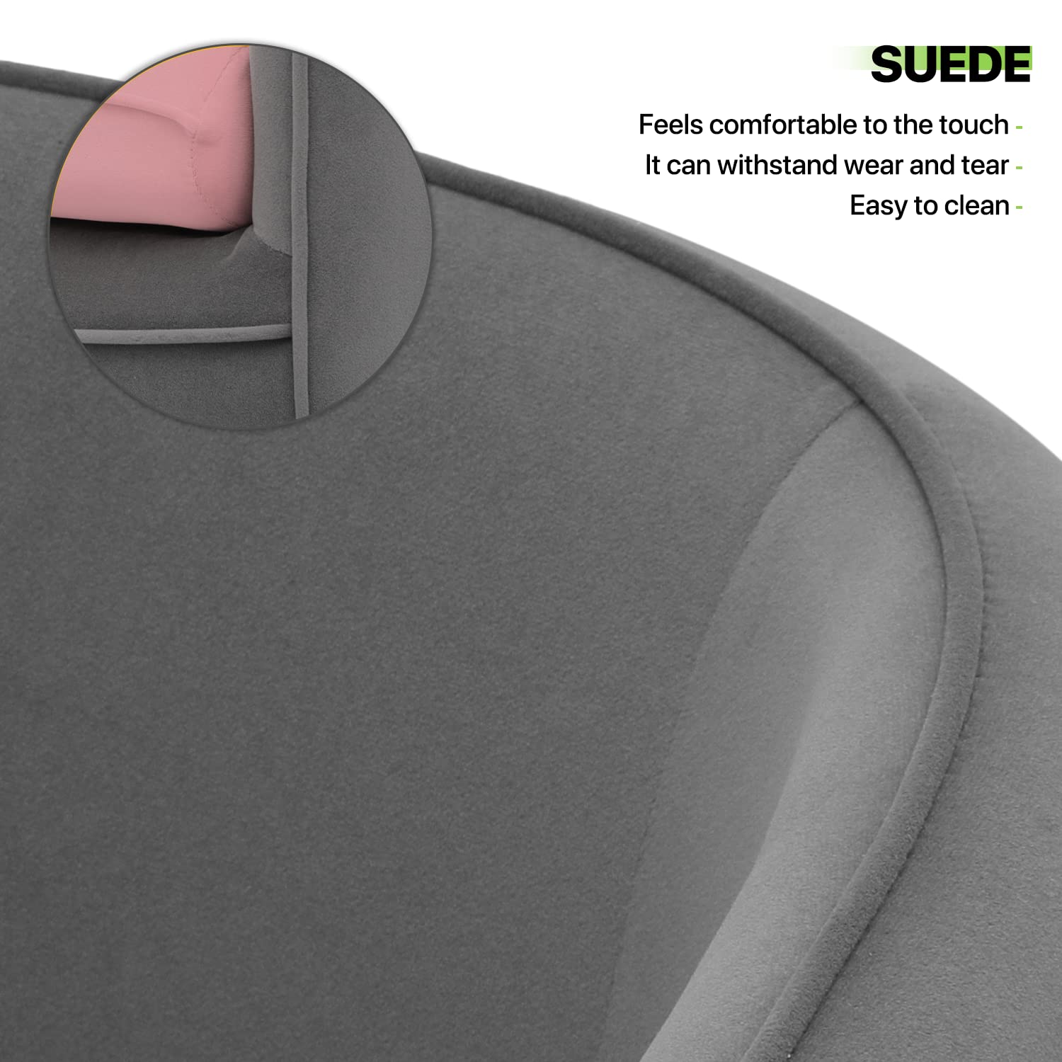 Magshion Modern Accent Chair with Backrest Pillow - Barrel Armchair for Small Spaces, 550 lbs Capacity Upholstered Single Sofa in Pink & Gray - Perfect for Living Room, Bedroom, Office & Reading Nook