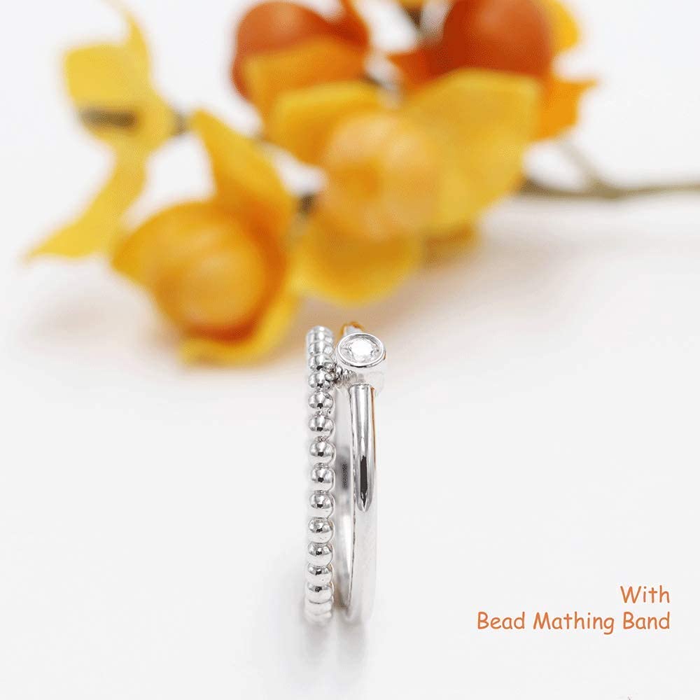 14K Gold Bezel Diamond Ring - 0.11 CT Diamond Engagement Ring in Yellow, White & Rose Gold - Promise Ring, Stacking Band for Layered Jewelry Styles - Perfect for Weddings, Anniversaries & Special Occasions