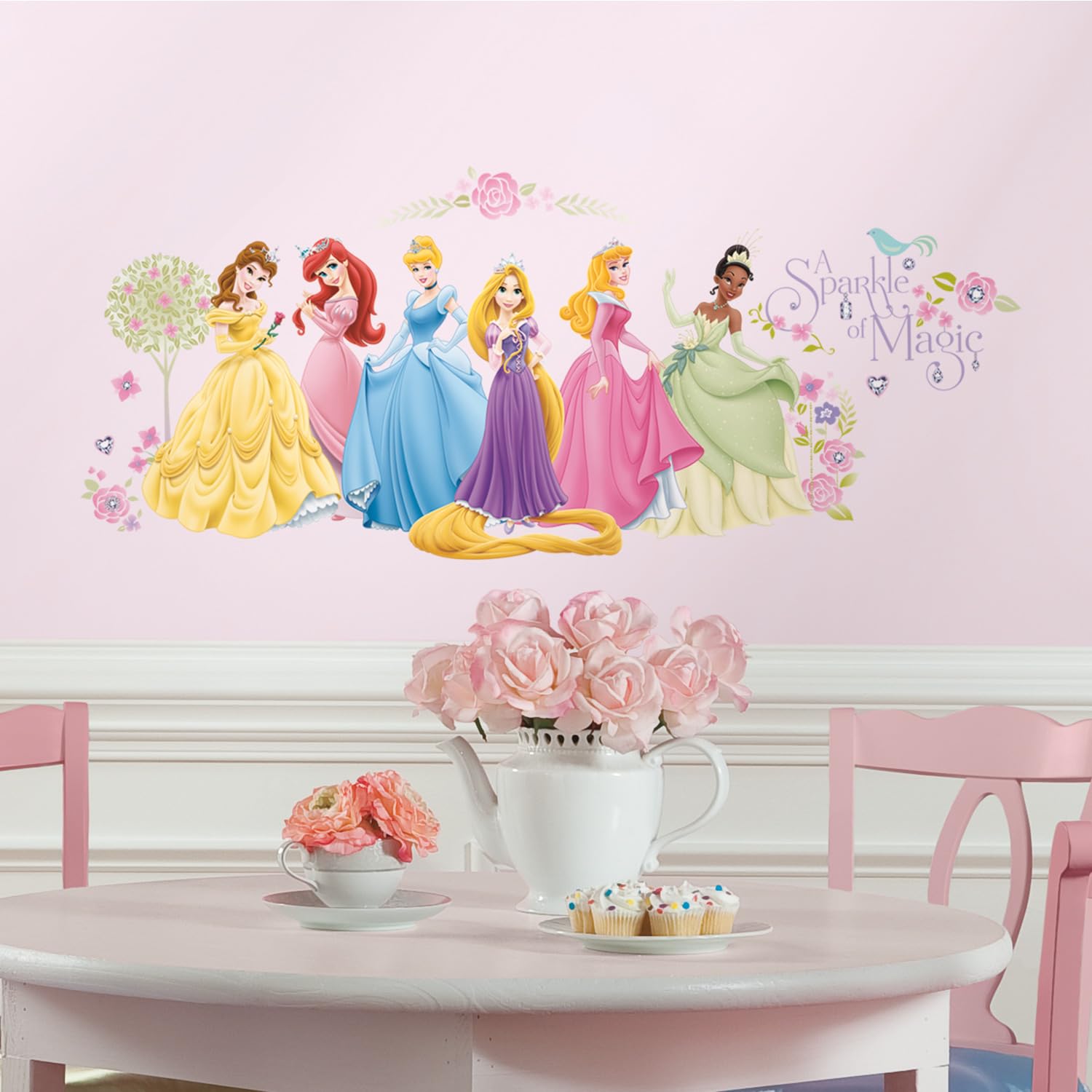 Disney Princess Glow in the Dark Peel and Stick Wall Decals - RoomMates RMK1903SCS - Perfect for Kids' Bedroom, Nursery, Playroom & DIY Home Decor