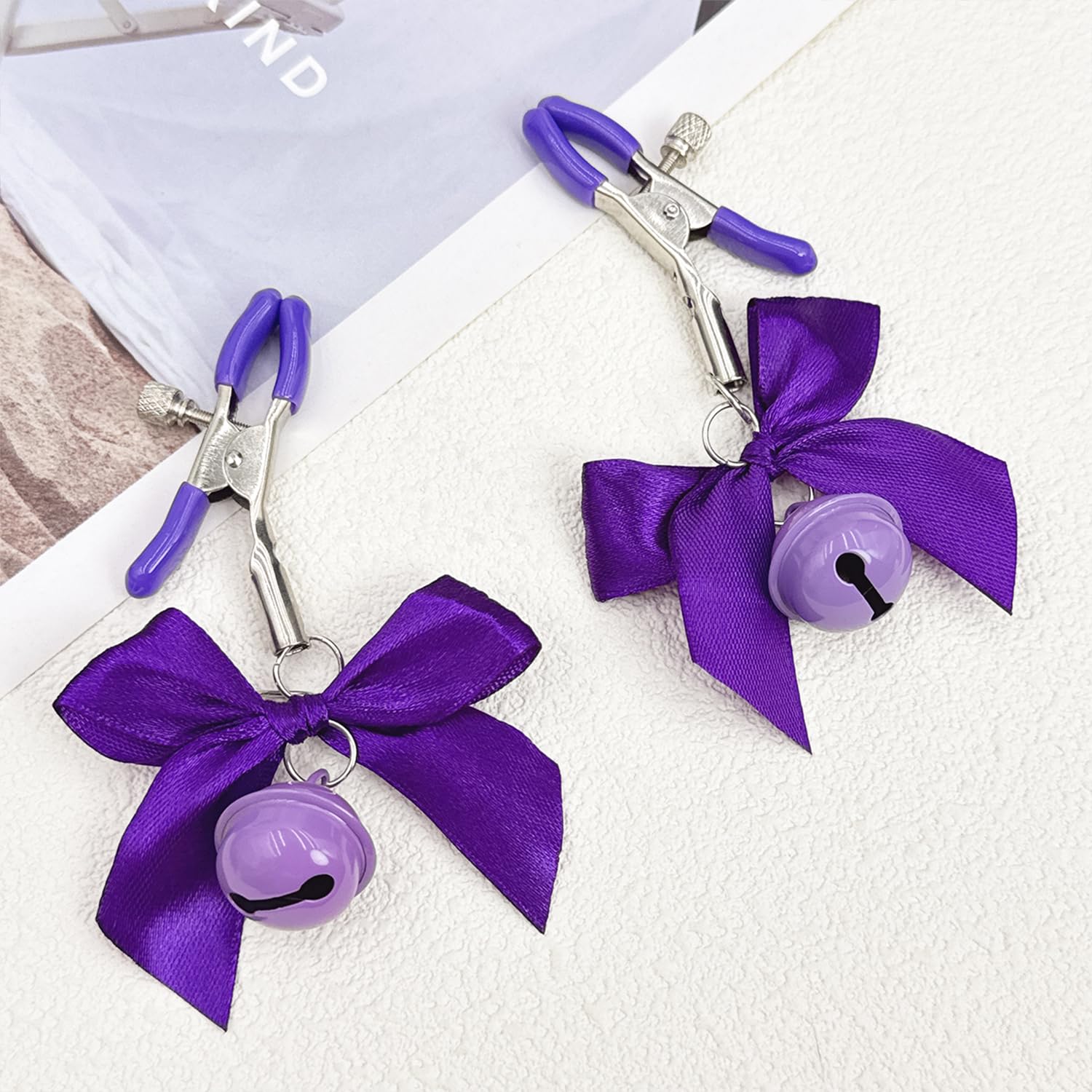 Adjustable Pressure Body Clamps - Stainless Steel Non-Piercing Body Jewelry with Bowknot & Bells - Faux Body Jewelry for Belly Chains, Waist Beads & Festival Accessories