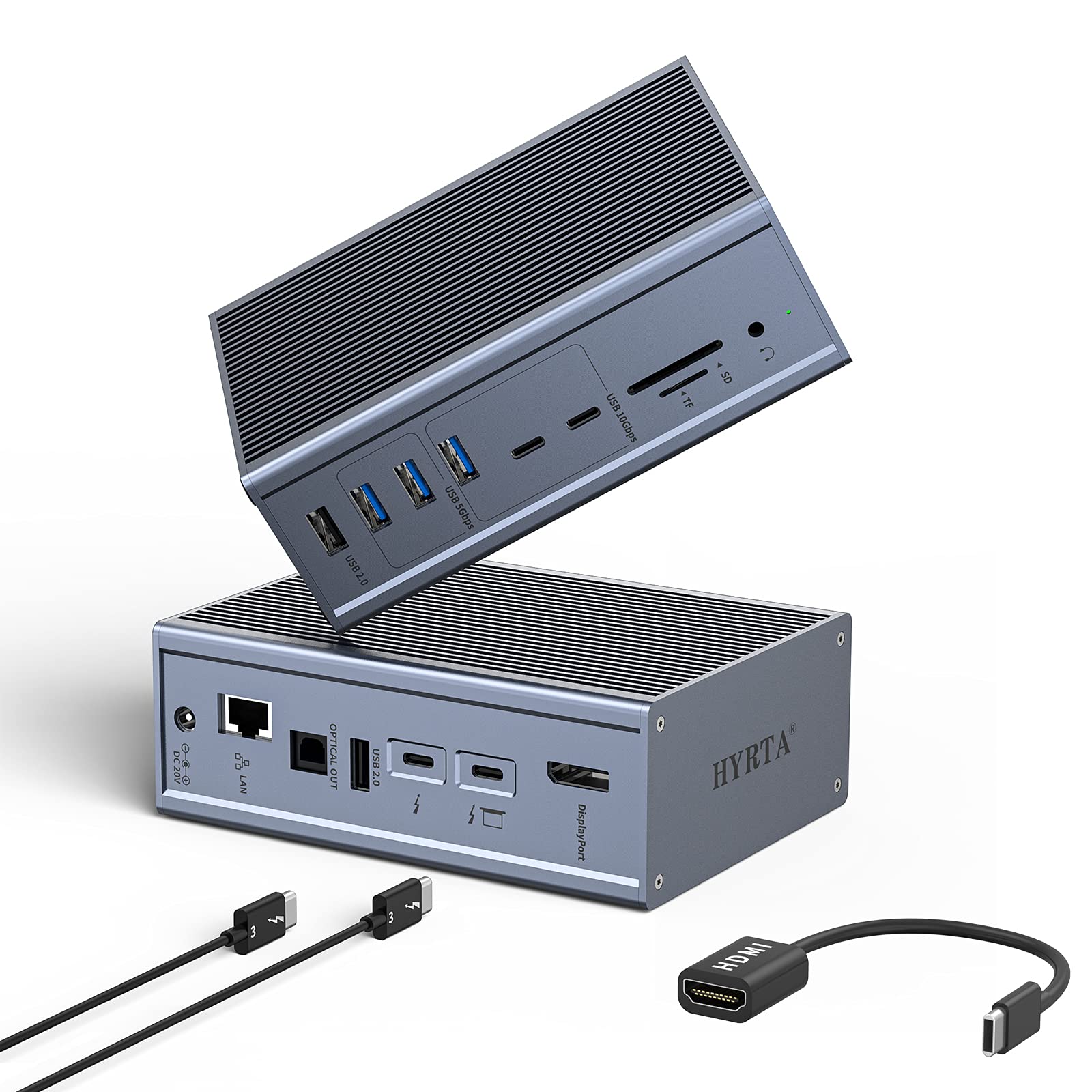 16-in-1 Thunderbolt 3 Docking Station for MacBook Pro/Air/Dell/HP/Lenovo - Dual 4K@60Hz Monitor Support, 5K Display, 60W PD Charging, 10Gbps USB-C Hub with Ethernet & HDMI Adapter - Perfect for Home Office, Gaming & Multi-Screen Productivity