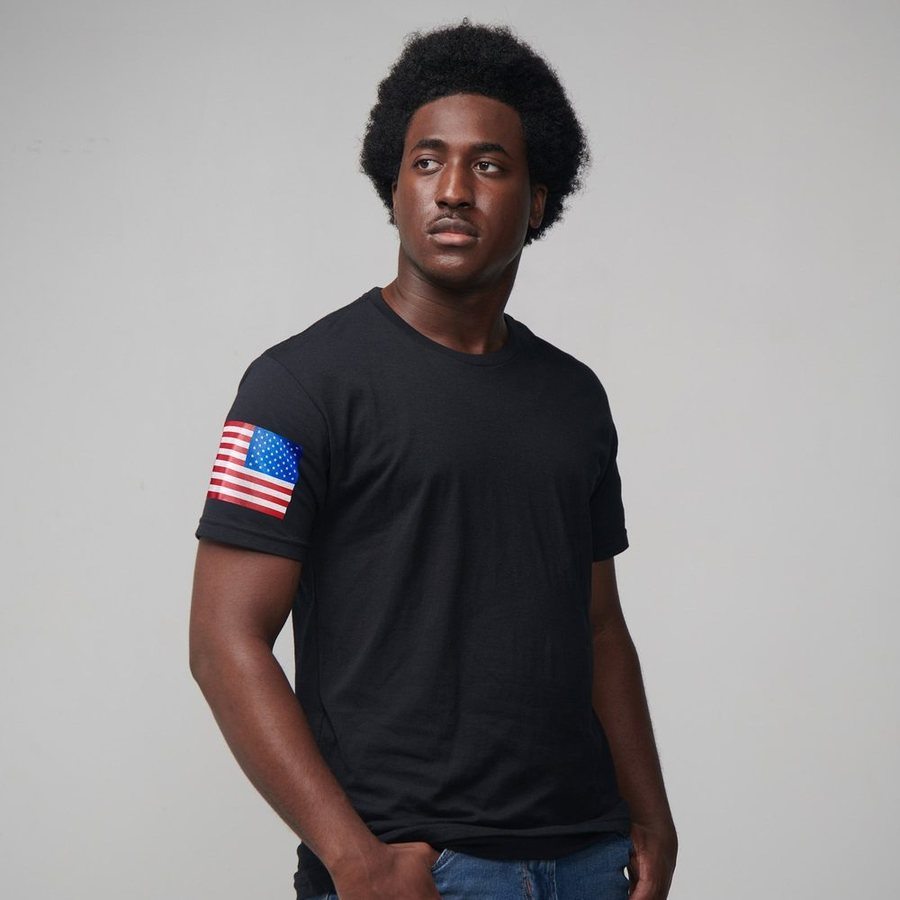 USA Flag Basic Black T-Shirts 5 Pack - Patriotic Casual Wear for Men & Women - Perfect for 4th of July, BBQ, and Everyday Outfits