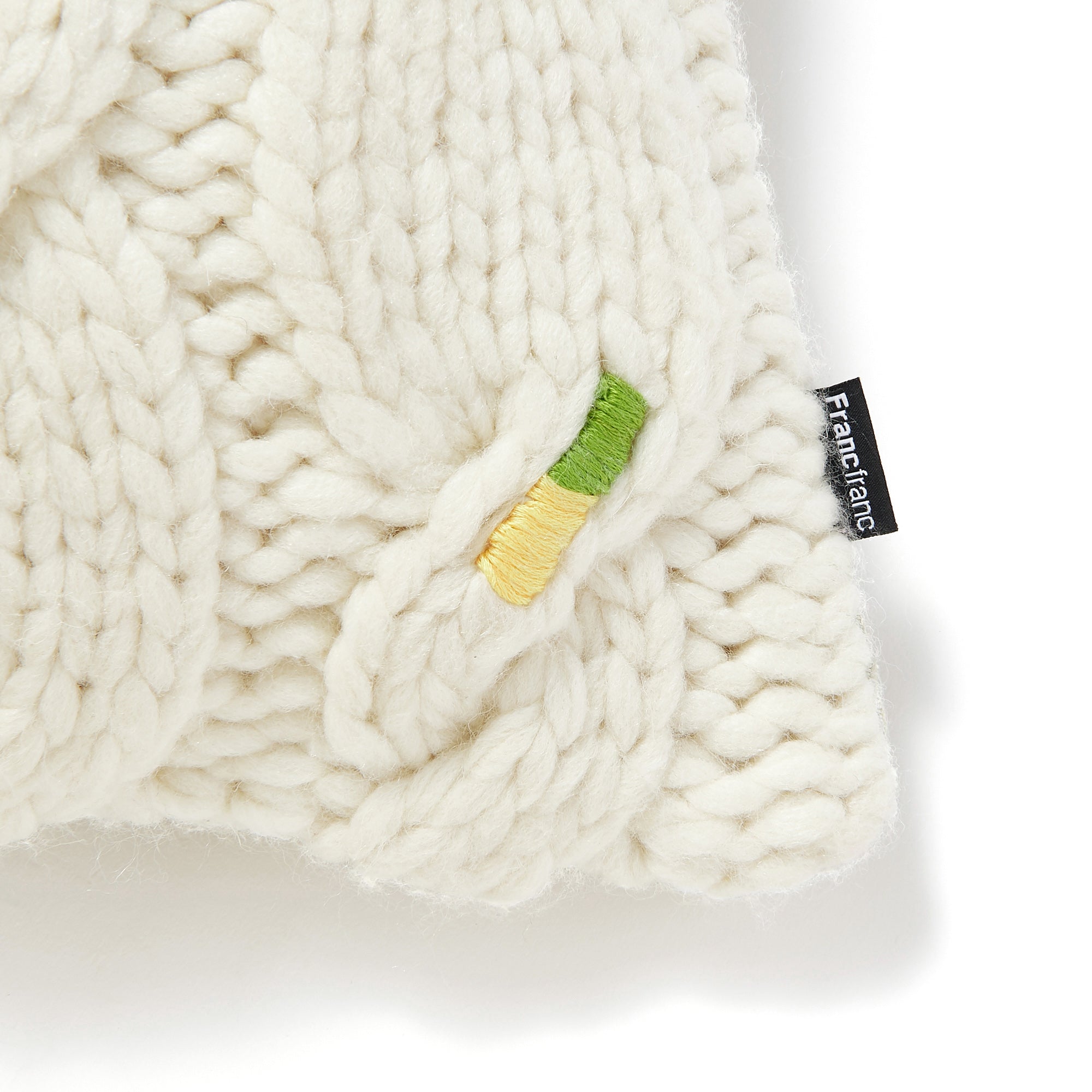 Premium Knit Embroidery Cable Cushion Cover 18x18 Inches White - Cozy Home Decor for Sofa, Bed & Living Room