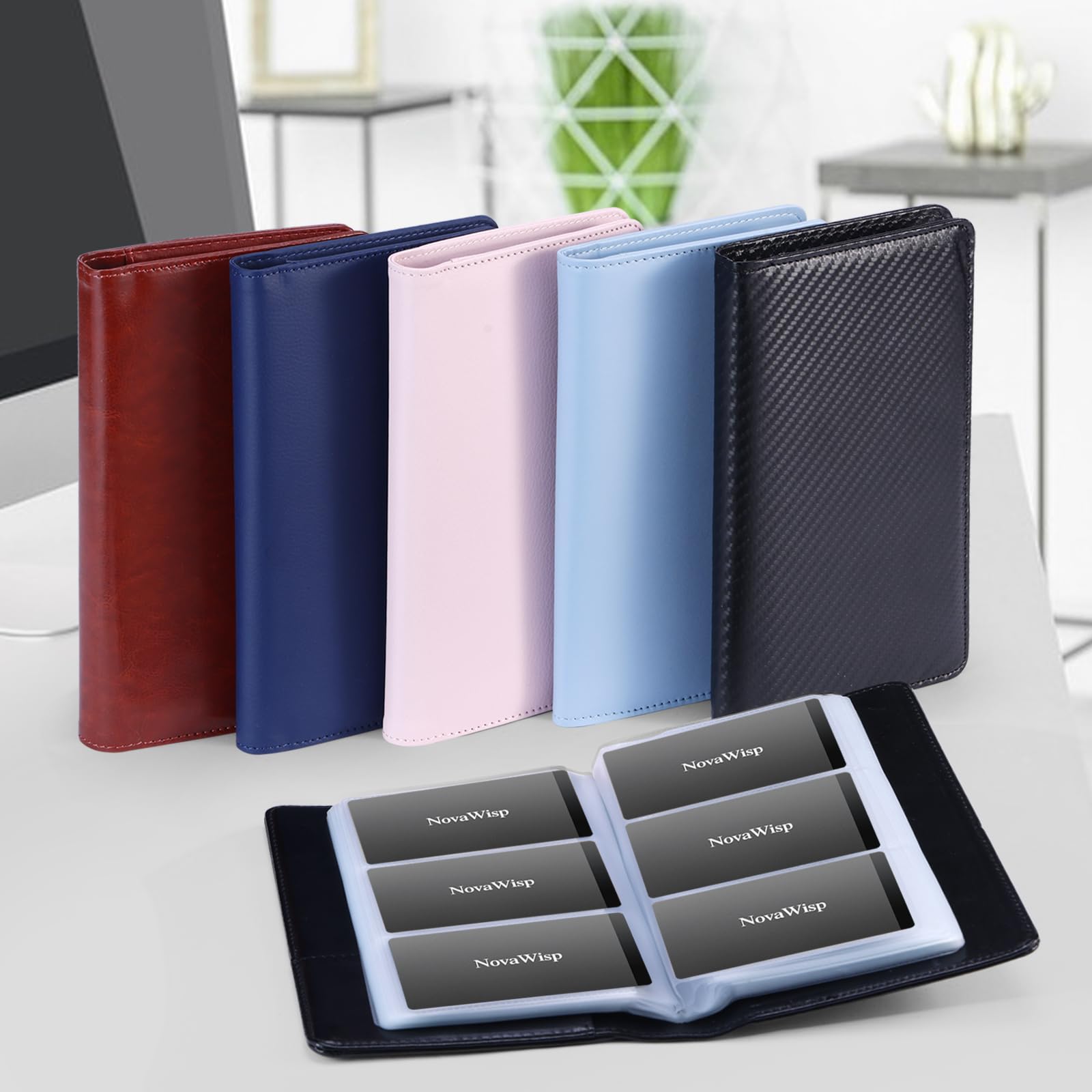 Premium 300 Business Card Holder - 50 Page PU Leather Credit Card Organizer Wallet - Professional Name Card Book Binder for Men & Women - Portable Office Supplies - Perfect for Networking Events, Business Meetings & Corporate Gifts - Black