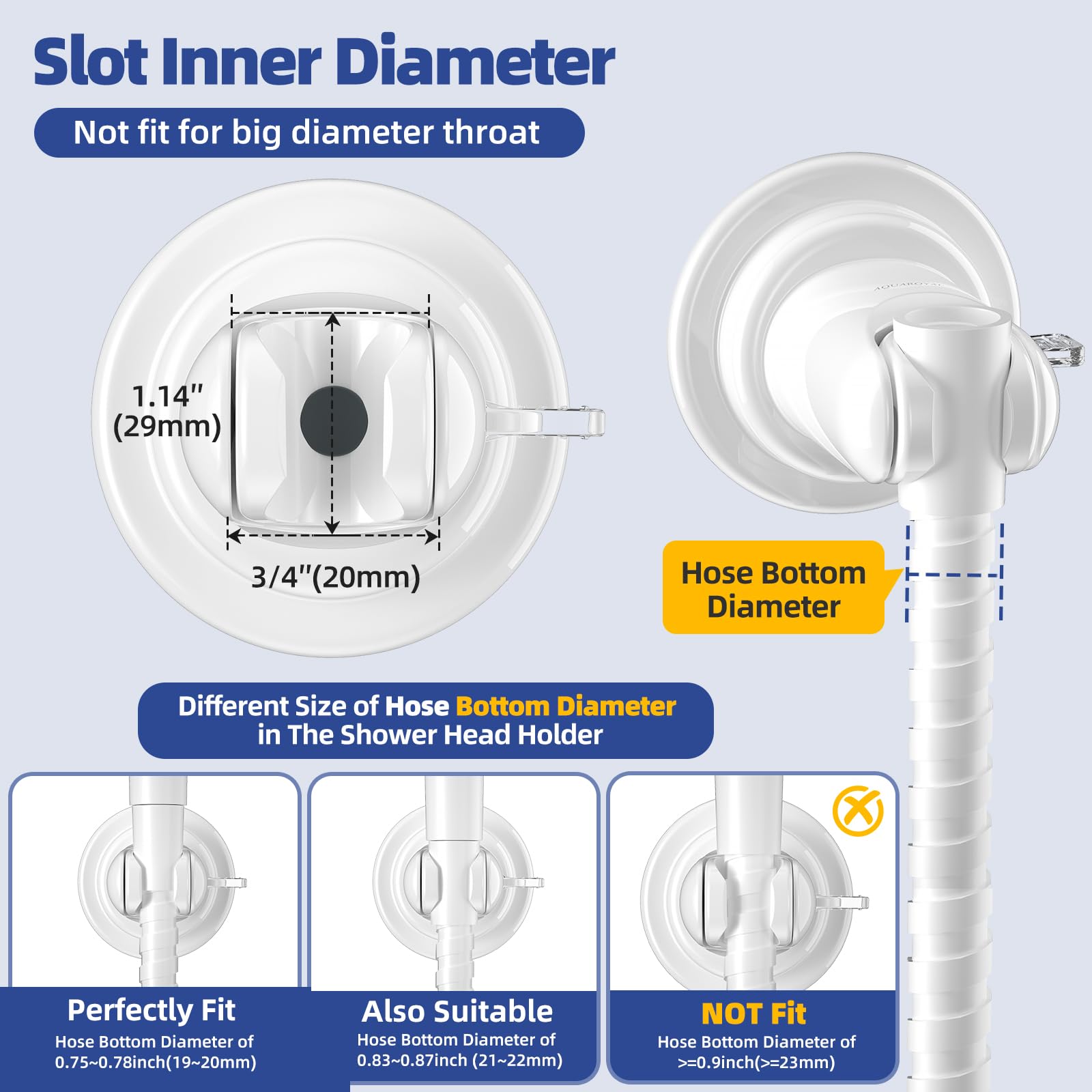 Adjustable Suction Cup Shower Head Holder - Wall Mounted Tile/Glass Shower Bracket for Handheld Showerheads (White) | Perfect for Bathroom Renovation & Spa-Like Shower Experience