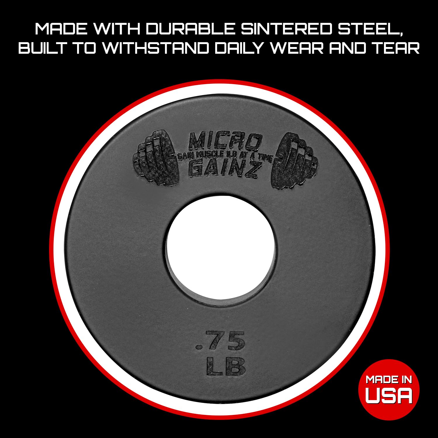 Micro Gainz 1-Inch Center Hole Fractional Weight Plates Set of 2 (0.25LB-1.25LB) - Black Standard Olympic Plates for Barbells & Dumbbells - USA Made - Perfect for Home Gym, Strength Training & Weightlifting Accessories