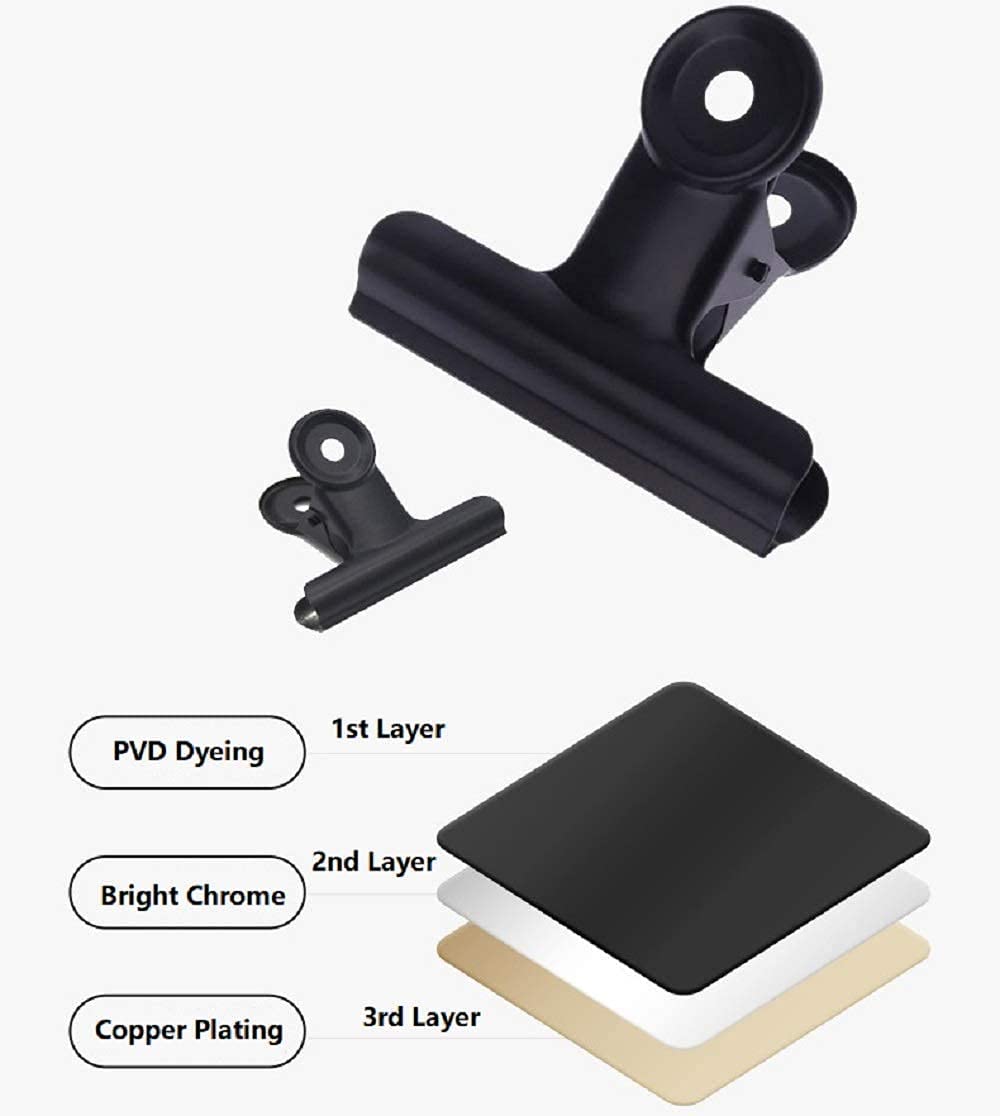 Strong Metal Bulldog Clips with Hole for Push-pin - 38mm Black Paper File Clips, Small Binder Clips for Office, School & DIY Projects - Perfect for Organizing Documents, Sealing Coffee/Tea Bags & Photo Grid Displays